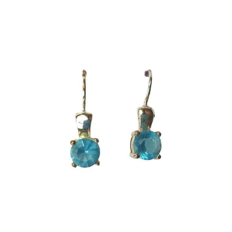 The Unbranded Brand Blue Tourmaline Dangle Earrings Signed Sterling Silver Size ONE SIZE - 2 Thumbnail