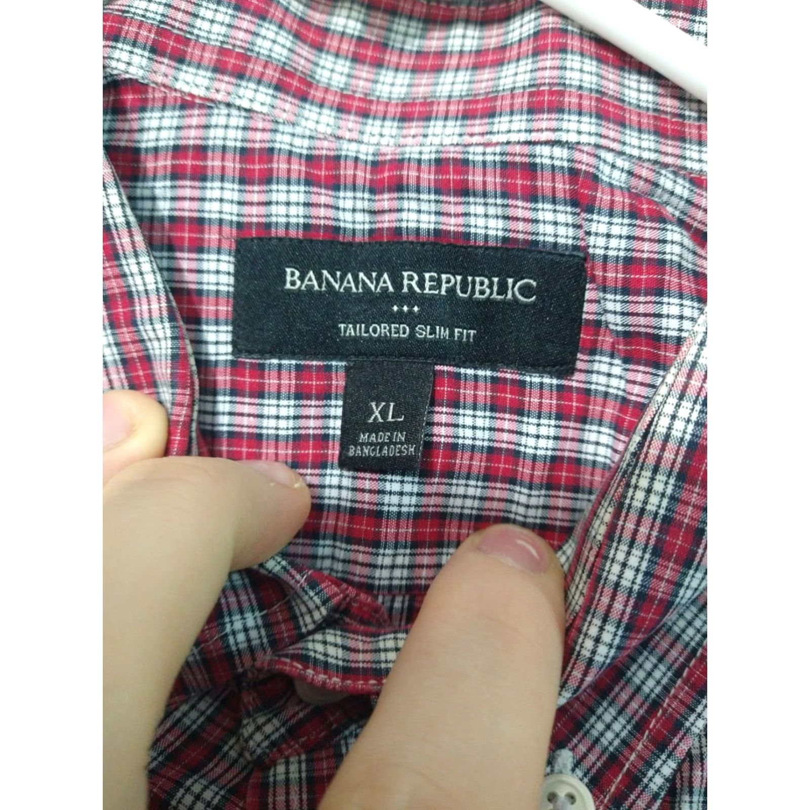 Banana Republic Banana Republic Shirt Mens XL Red Plaid Slim Fit Button-Up Long Sleeve Casual Shirt Size US XL / EU 56 / 4 - 7 Thumbnail