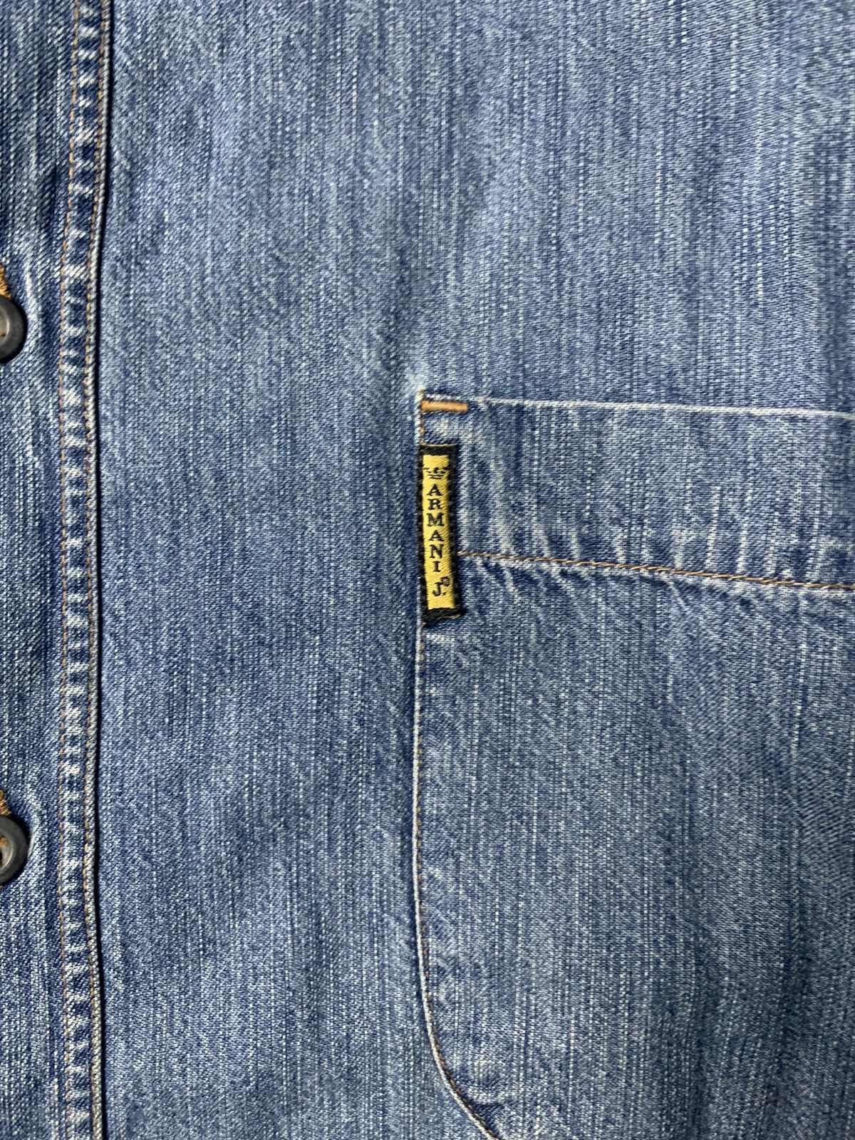 Giorgio Armani 1990s Armani Jeans Collarless Blue Jeans Shirt Size US L / EU 52-54 / 3 - 4 Thumbnail