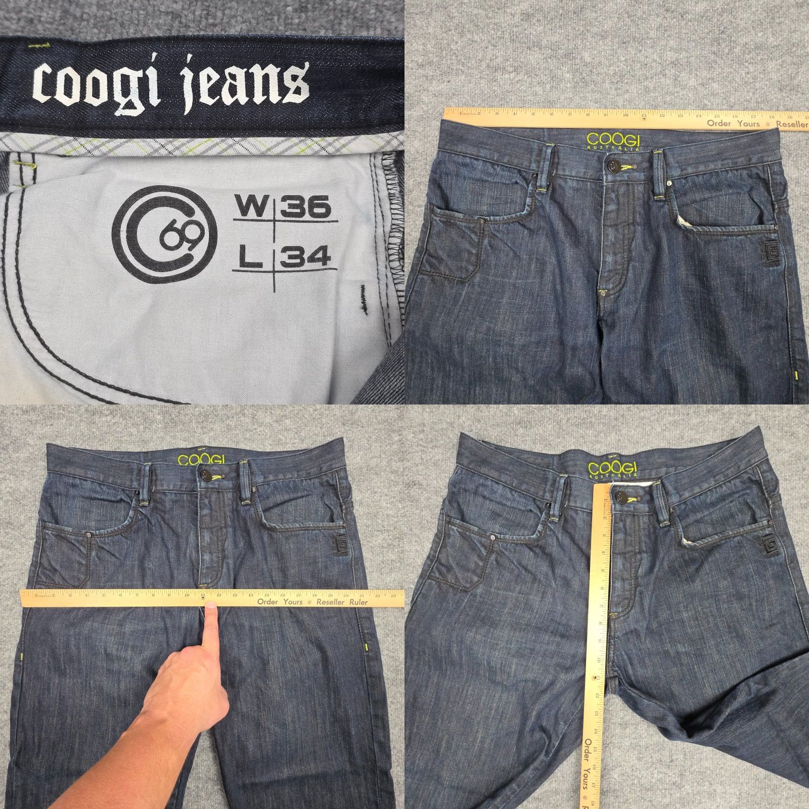 Coogi VINTAGE COOGI Jeans Baggy Wide Leg Men's 36 x 34 Dark Wash Y2K Hip Hop Leather Cotton Denim Logo Embroidered Pockets Mens Size US 36 / EU 52 - 10 Thumbnail