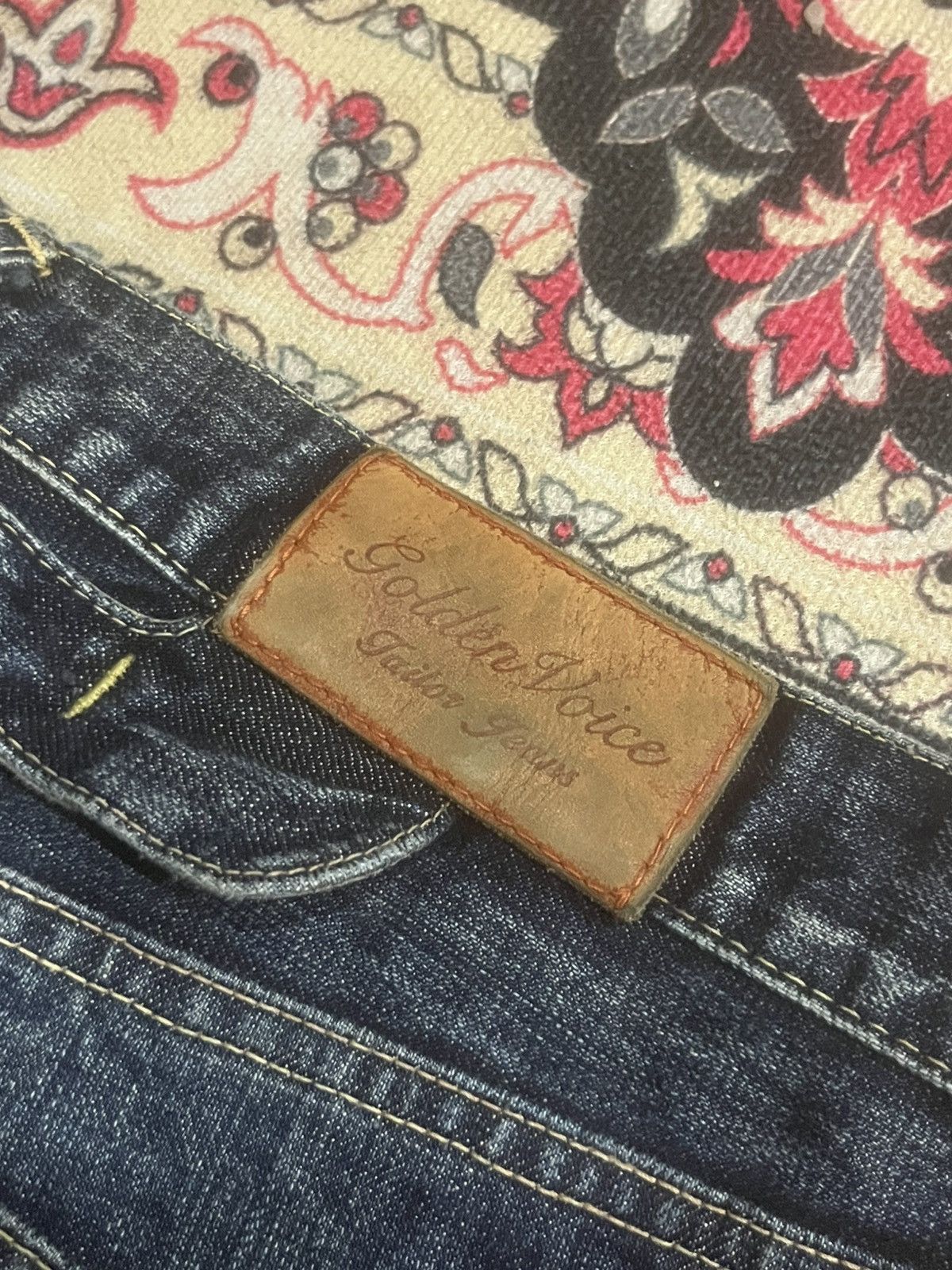 Vintage Japanese Golden Voice Buckle Back Dark Blue Selvedge Jeans Size US 37 - 10 Thumbnail