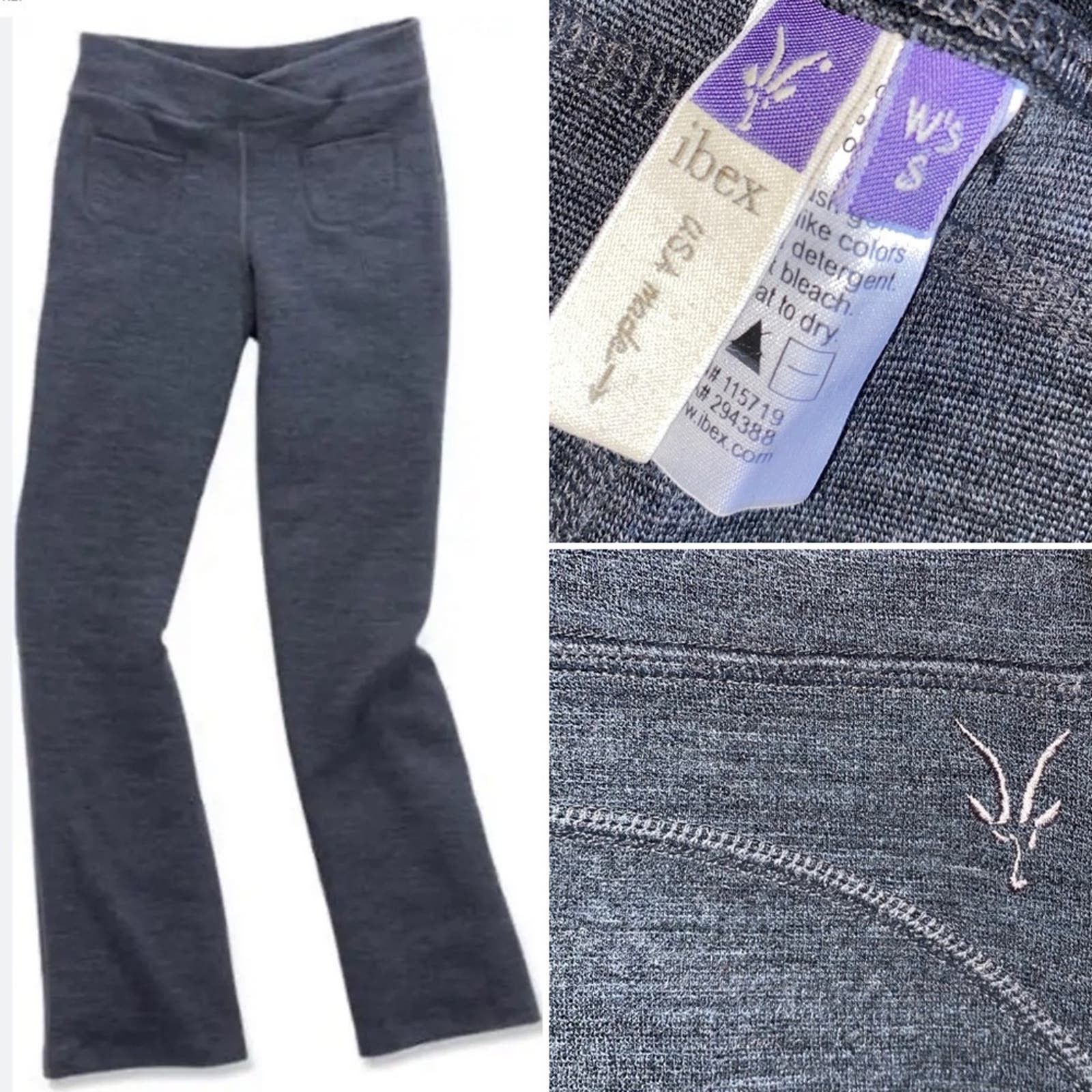 image of Ibex $200 Womens Small Wool V Waist Izzi Yoga Pant Gray Euc in Grey (Size 28)