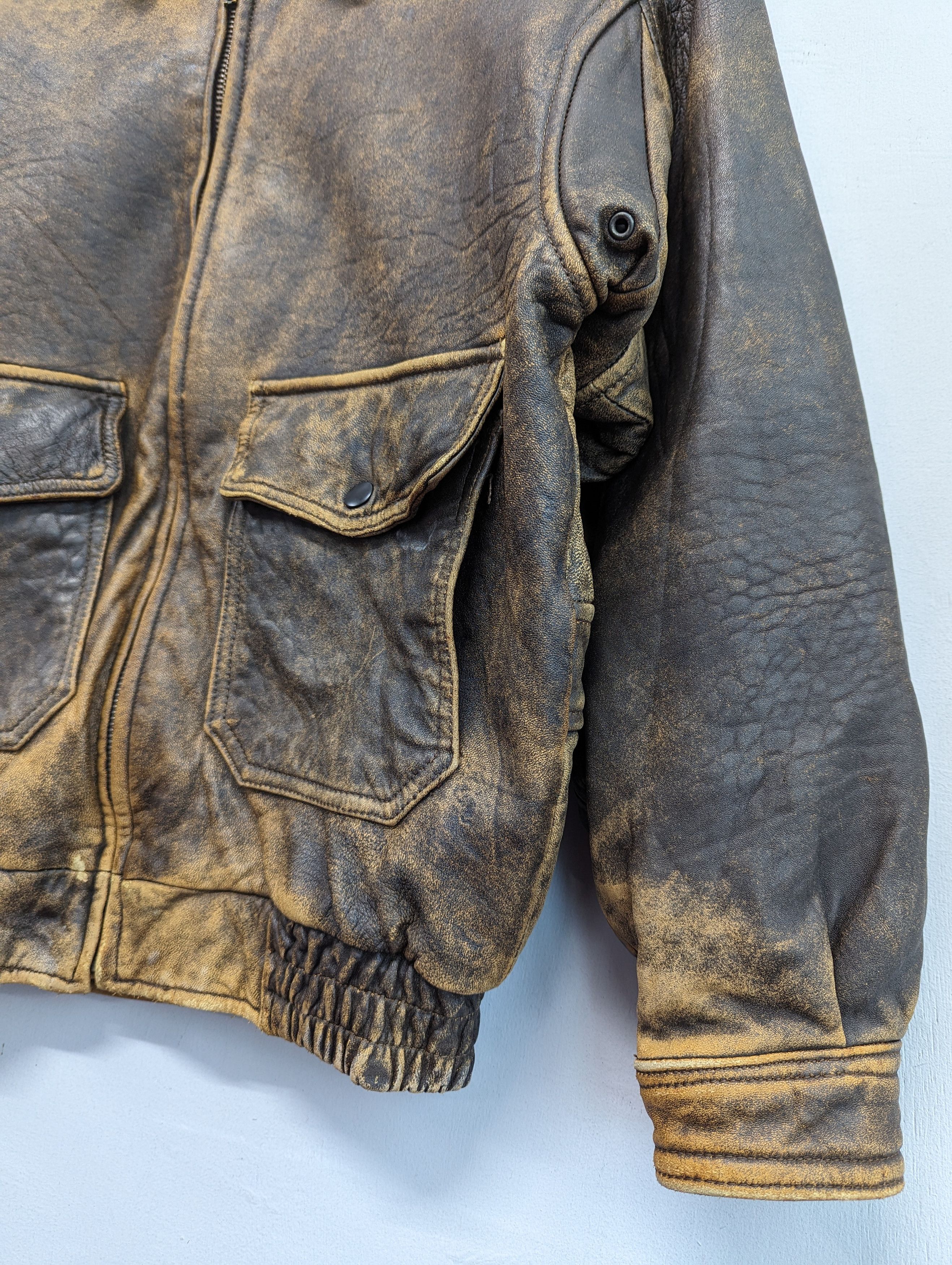 Vintage 🔥Vintage Unbrand Patina Distressed Leather Jacket Size US M / EU 48-50 / 2 - 5 Thumbnail