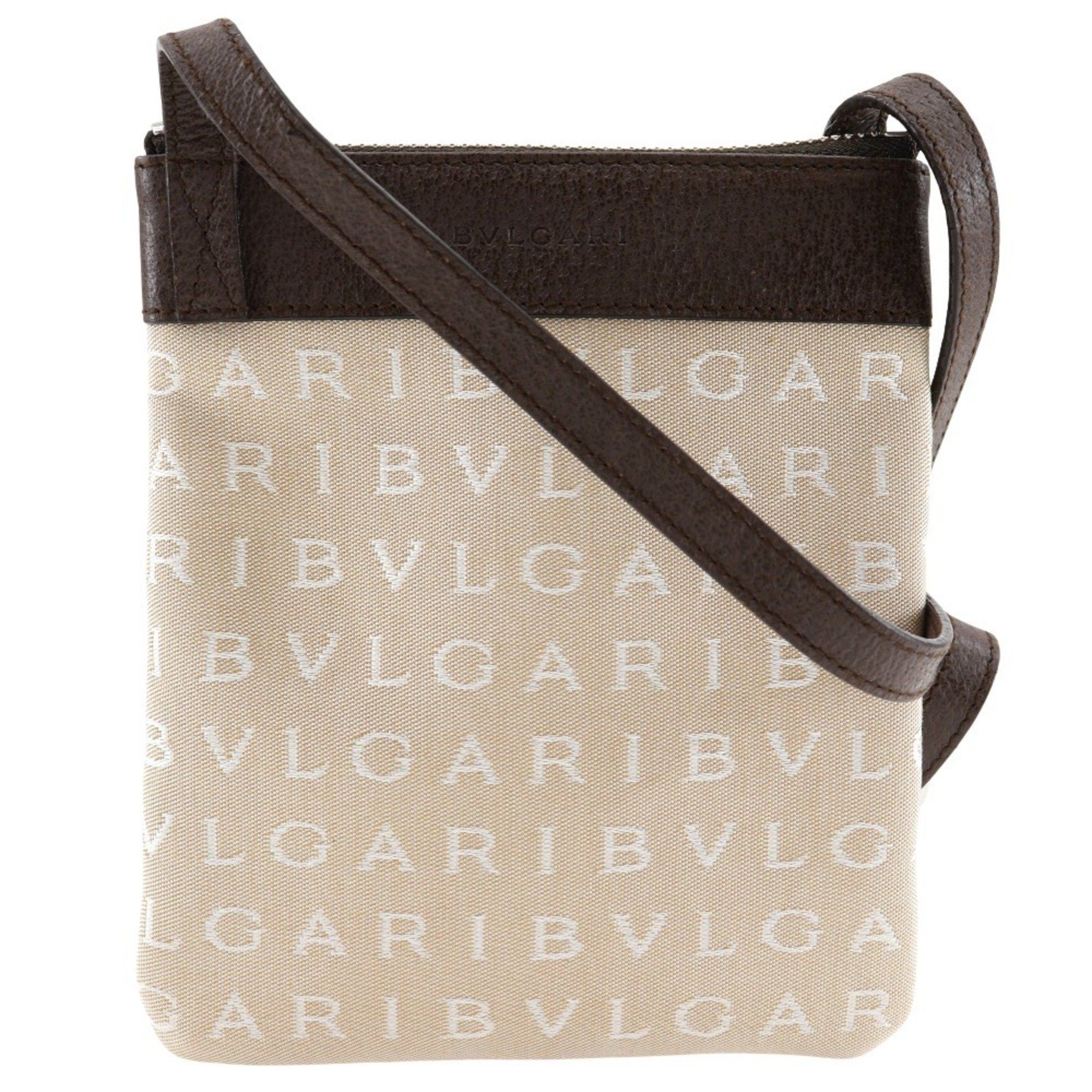 Bvlgari BVLGARI Mania Shoulder Bag Pochette Canvas x Leather Beige Logo Unisex Size ONE SIZE - 1 Thumbnail