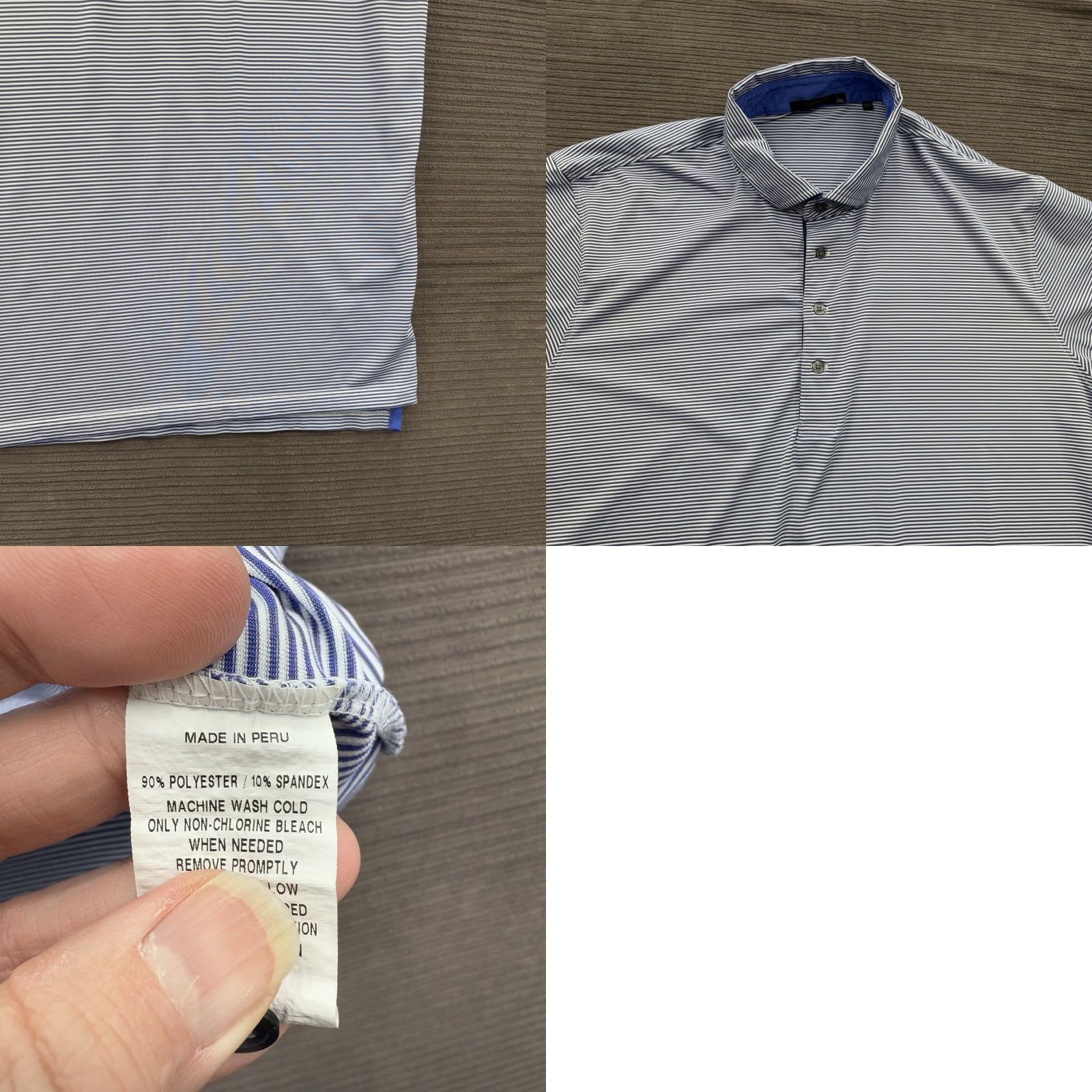 Vintage Greyson Polo Shirt Men 2XL Striped Short Sleeve Polyester Spandex Golf Casual Slimming Stretch Slim Polo Shirt Men Size US XXL / EU 58 / 5 - 8 Thumbnail