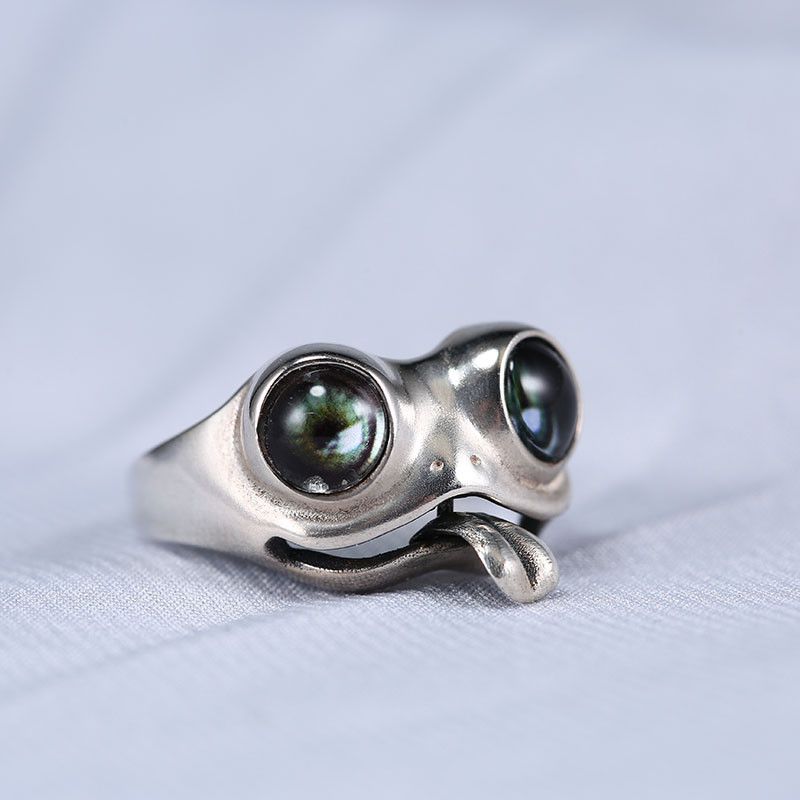 Jewelry × Vintage Cute tongue twisting frog ring Size ONE SIZE - 2 Thumbnail