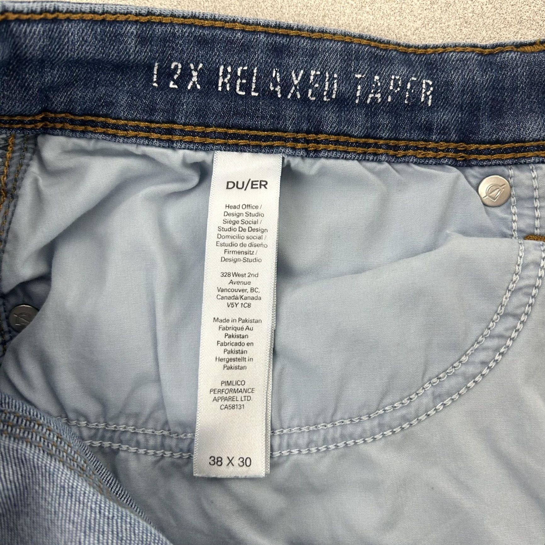 Denime DU/ER L2X Relaxed Taper Jeans Mens 38x29 Blue Medium Wash Stretch Denim 5-Pocket Size US 38 / EU 54 - 5 Thumbnail