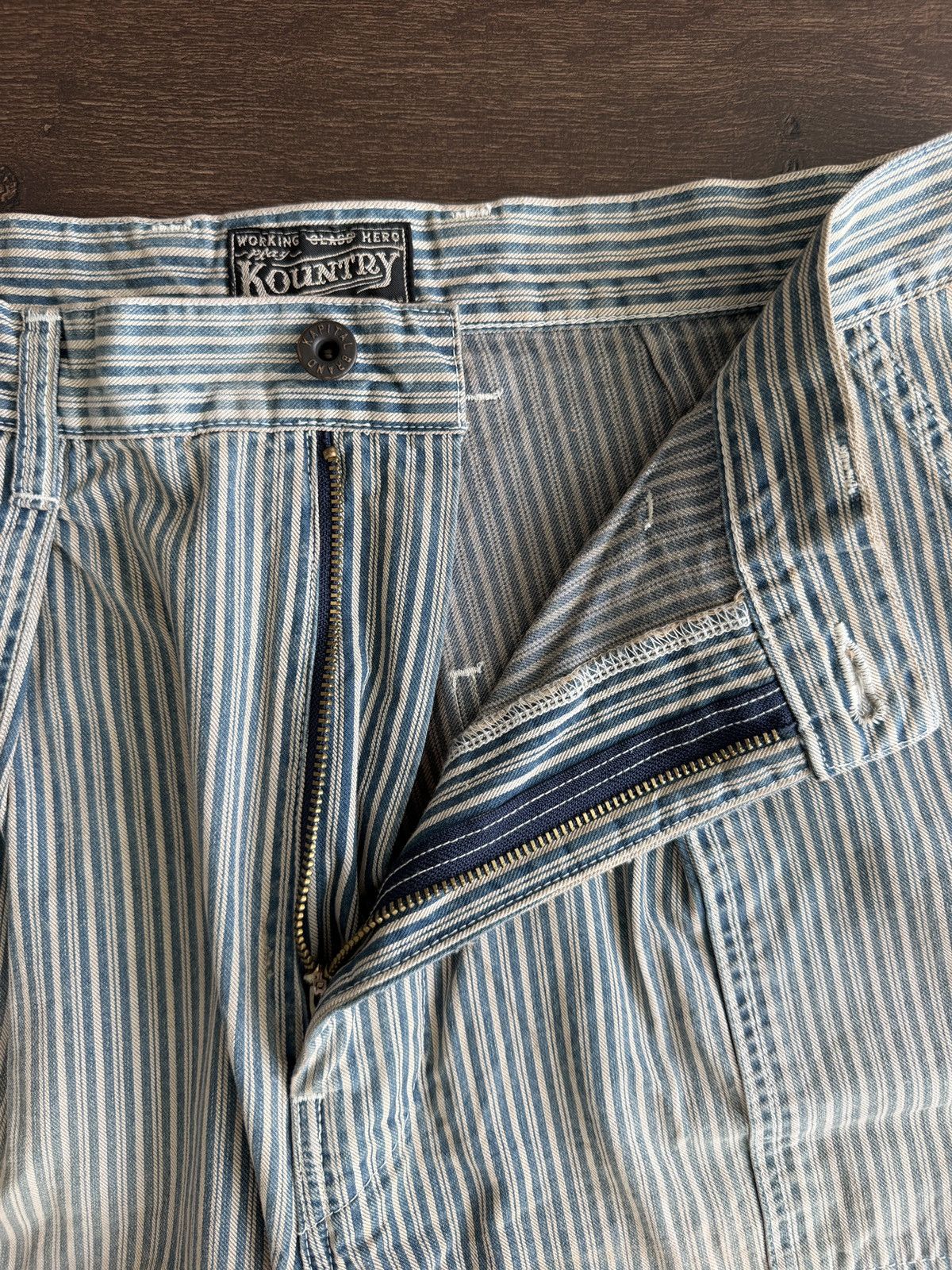 Kapital Kapital Herringbone Baggy Fatigue Pants Blue Striped Size 3 Size US 32 / EU 48 - 6 Thumbnail