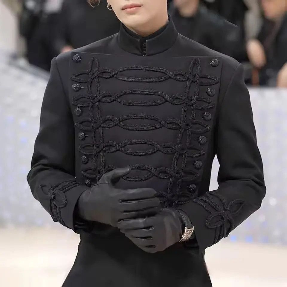 Japanese Brand Black Military-Inspired Jacket | Unique Knot Detail Size US L / EU 52-54 / 3 - 1 Thumbnail