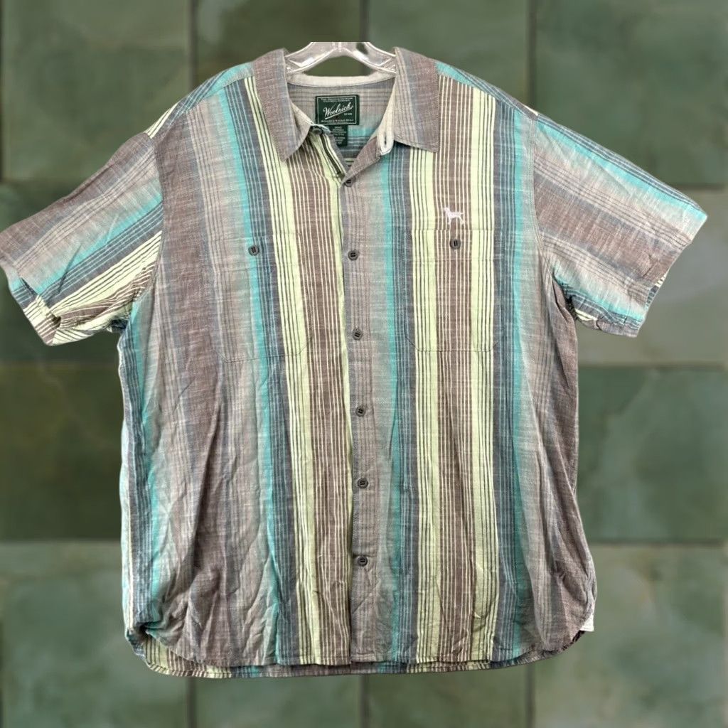 Vintage Woolrich Shirt 2XL Striped Button-Up Outdoor Casual Mens Shirt IIIOh? Size US XXL / EU 58 / 5 - 1 Thumbnail