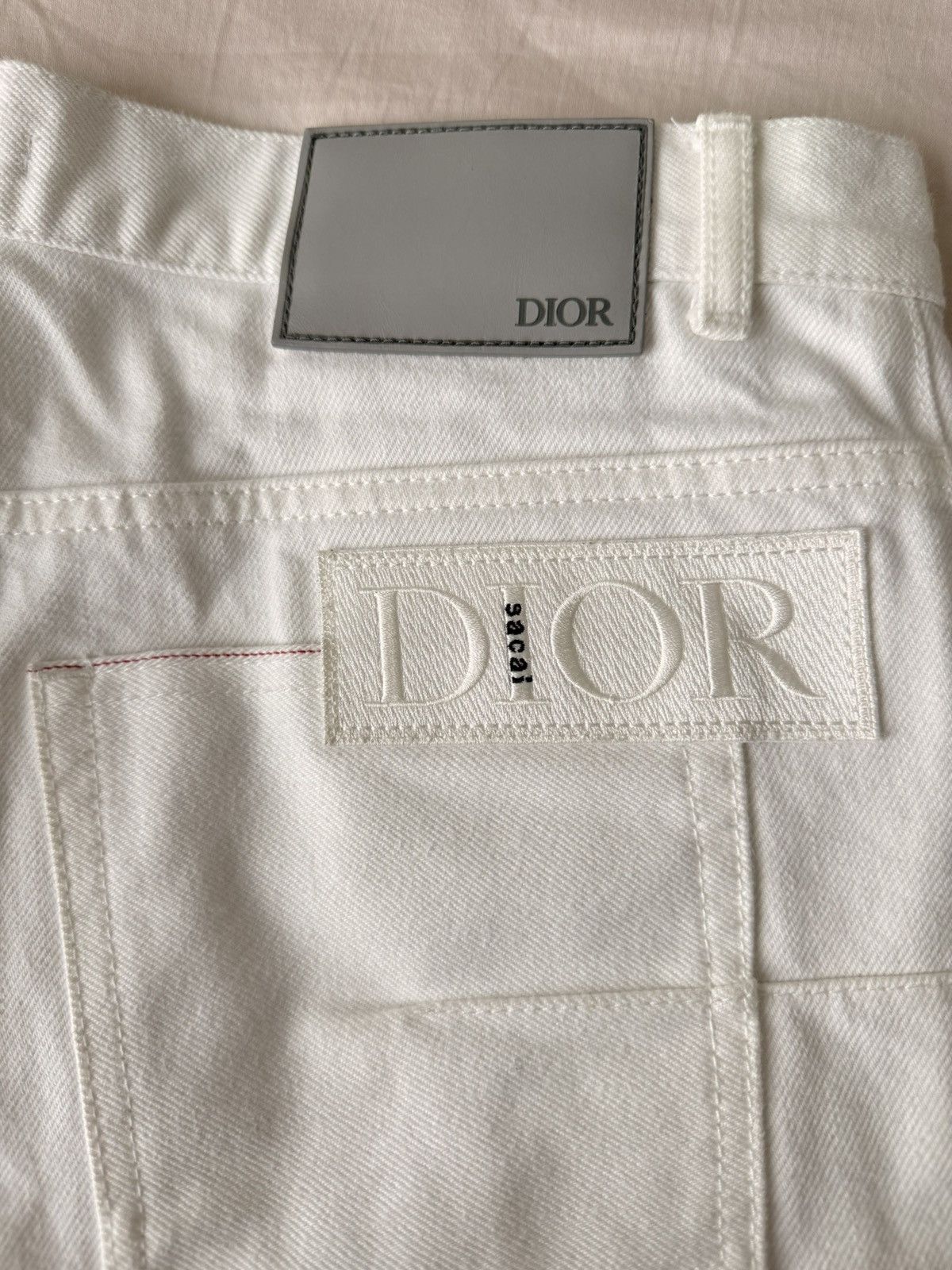 Dior × Sacai Dior x sacai White Denim Pants Size US 30 / EU 46 - 4 Thumbnail