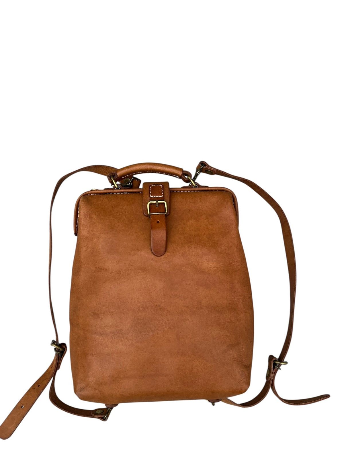 Leather Vintage HERZ Japan Patina Leather Backpack Rucksack Size ONE SIZE - 7 Thumbnail