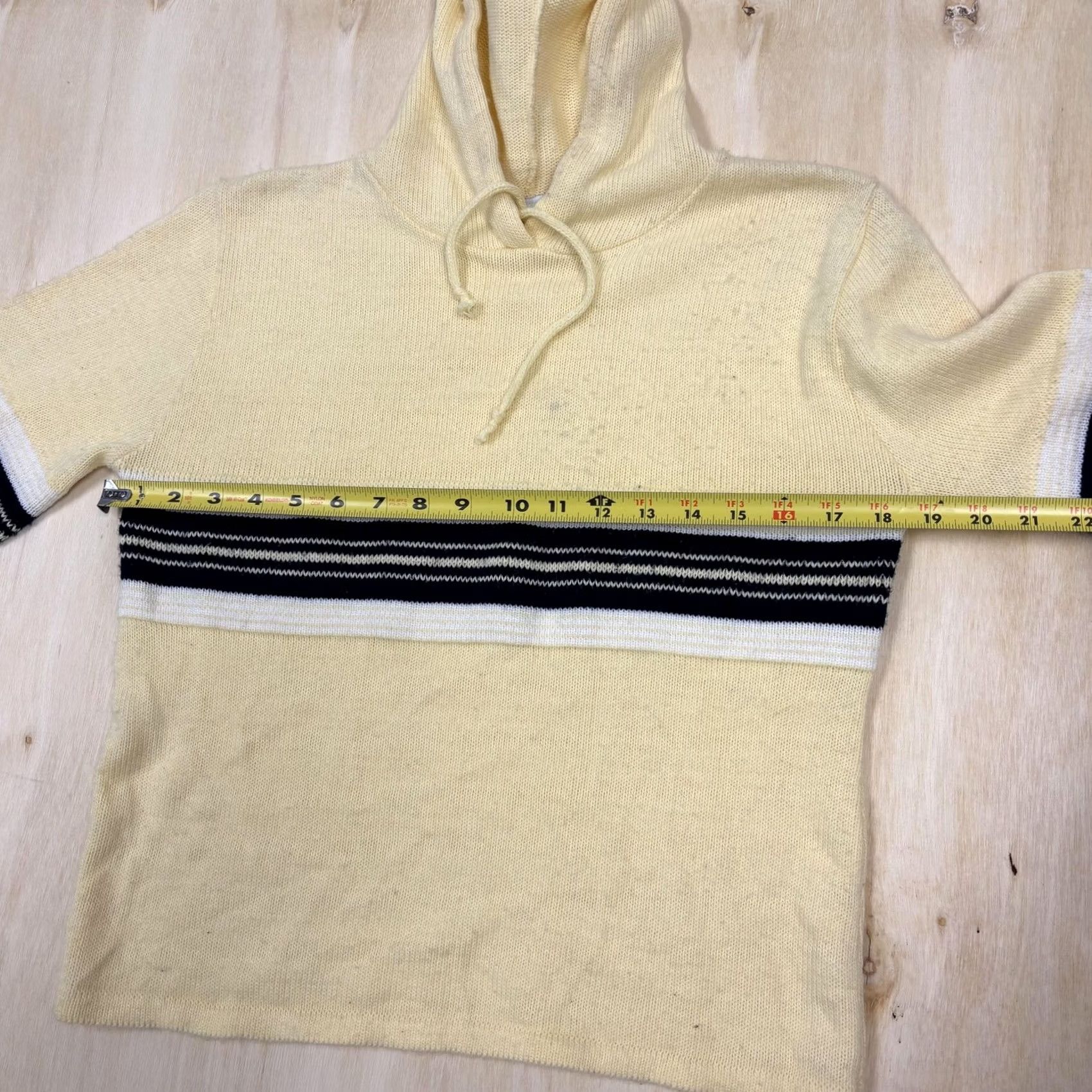 Vintage VINTAGE IN CHARGE Sweater Women Small Yellow Hooded Striped Knit Long Sleeve 90s Size S / US 4 / IT 40 - 5 Thumbnail