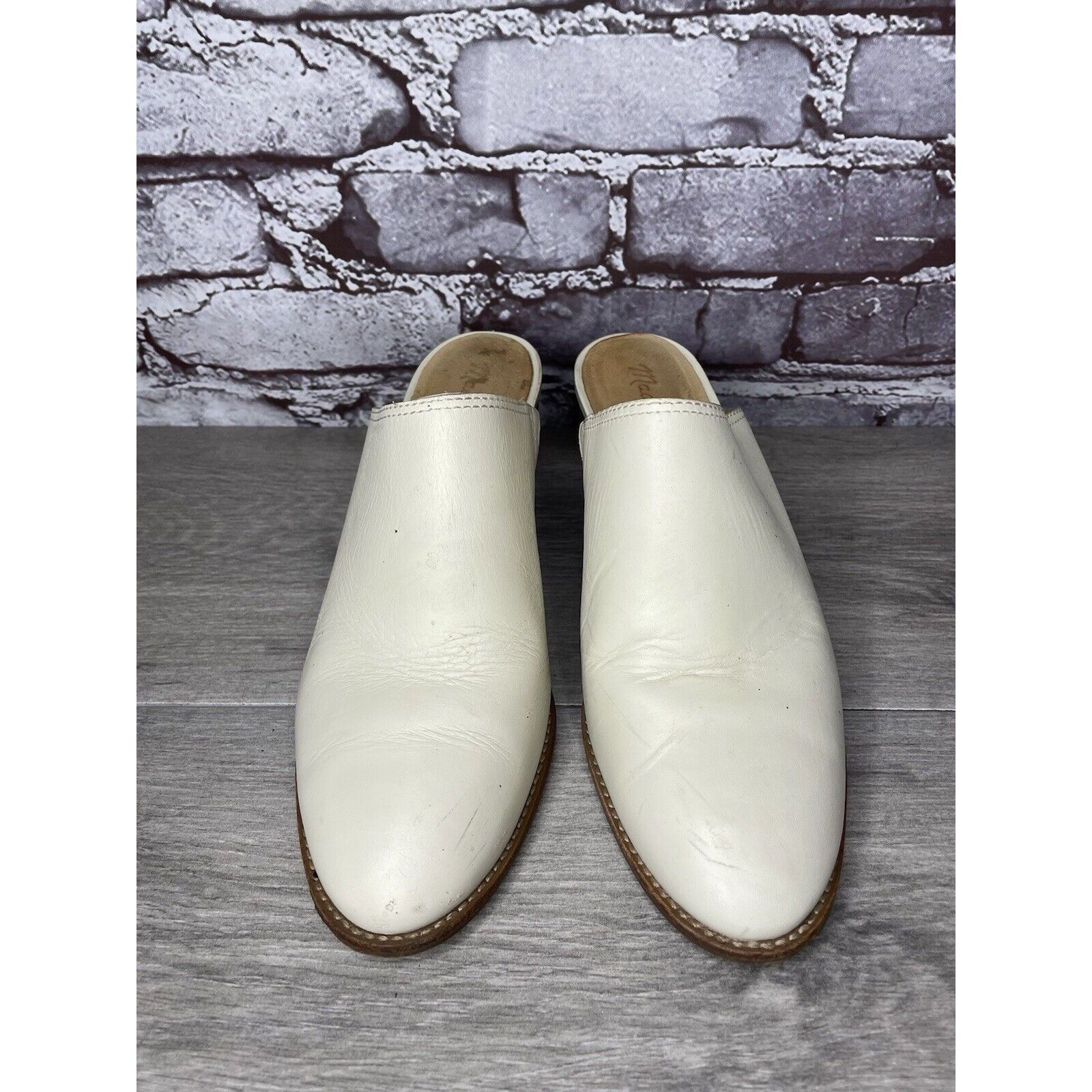 Madewell Madewell The Harper Ivory Leather Mules Stacked Heels Women Size US 8 / IT 38 - 2 Thumbnail