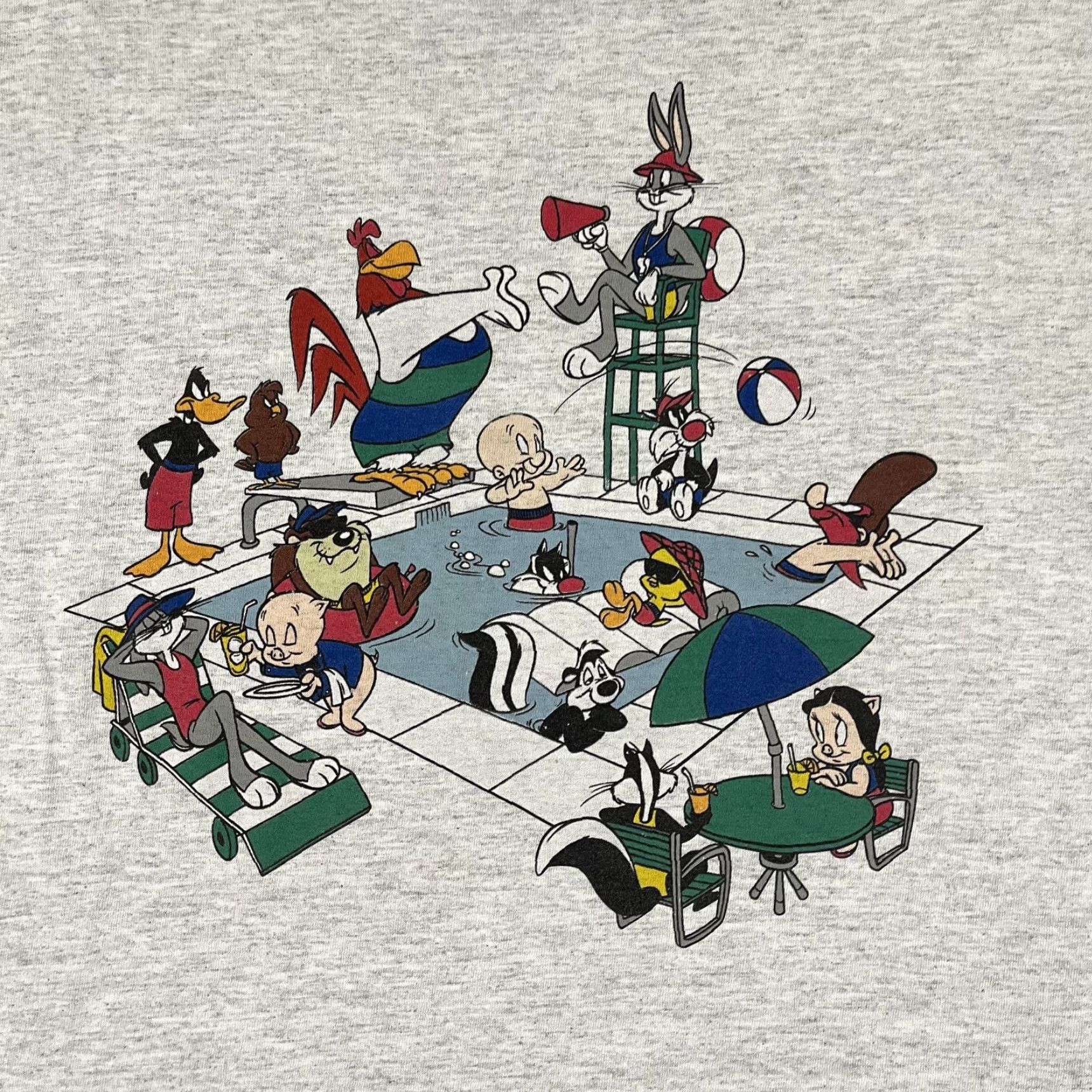 Vintage VINTAGE Acme Looney Tunes Graphic Shirt Adult Large Gray Crew Neck 90s Bugs Taz Mens Size US L / EU 52-54 / 3 - 2 Thumbnail
