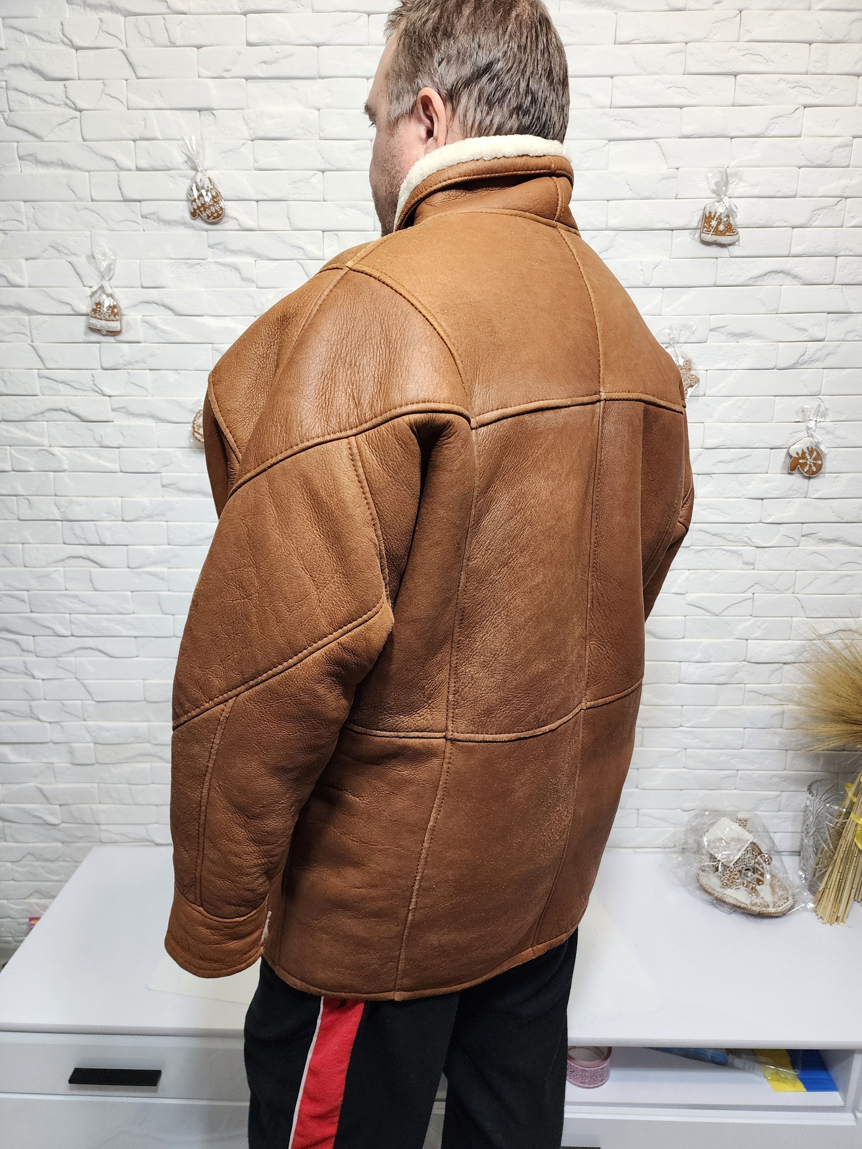 Furla Brown Sheepskin Coat: Men's Genuine Fur Jacket Size US XL / EU 56 / 4 - 4 Thumbnail