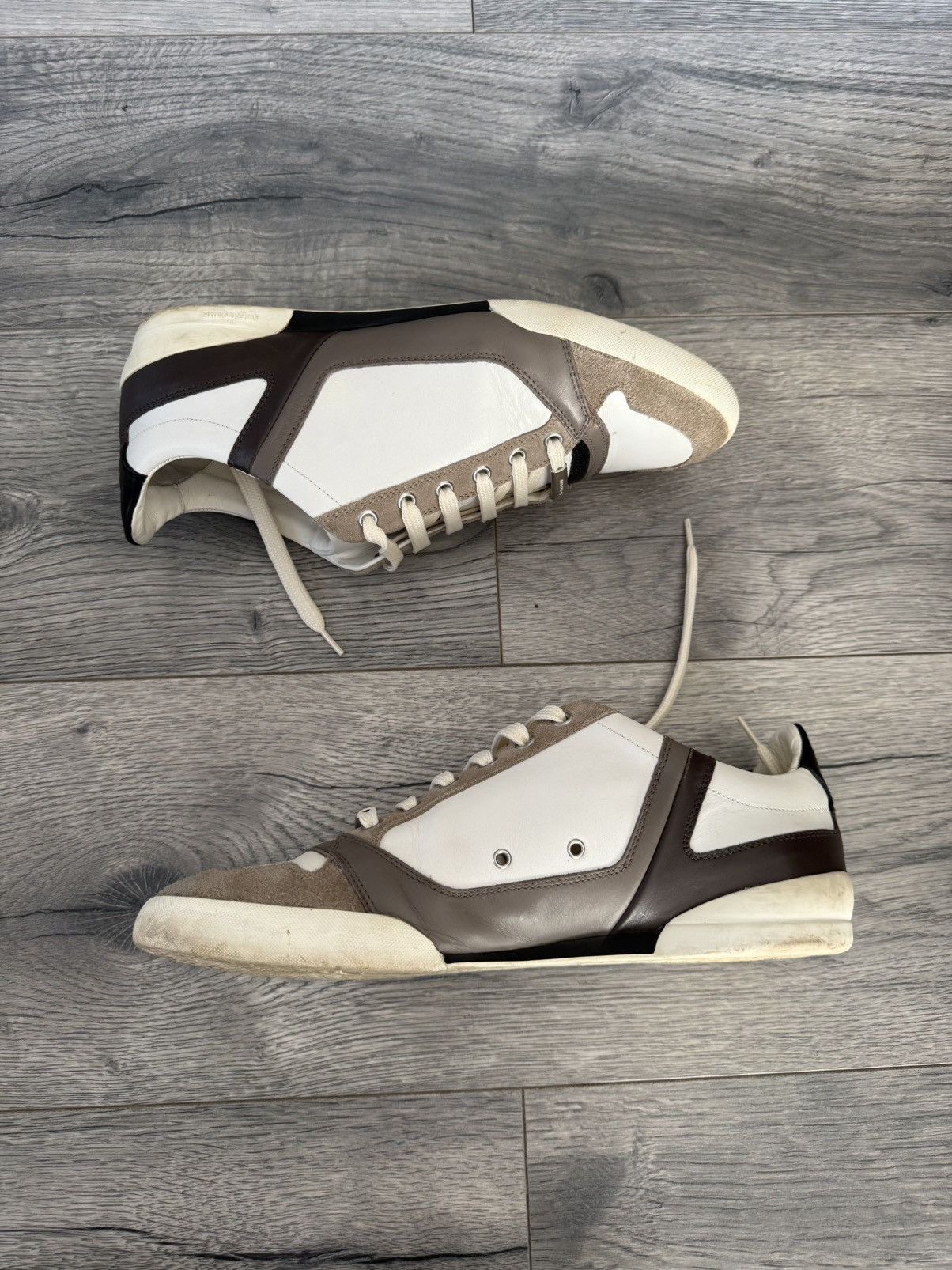 Dior White and Brown Leather Suede Low-Top Sneakers Size US 8 / EU 41 - 2 Thumbnail