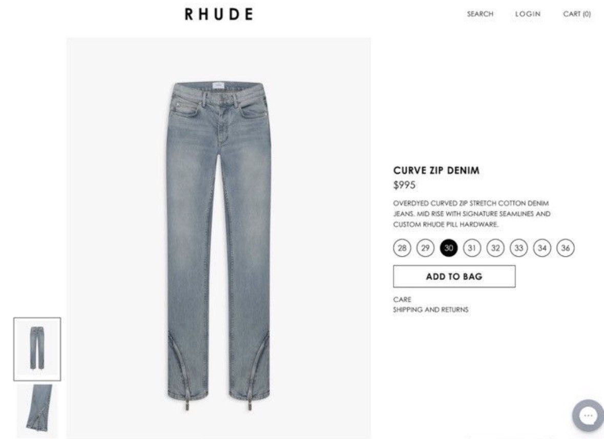 Rhude Rhude Curve Zip Detailed Denim Jeans Size US 32 / EU 48 - 15 Thumbnail