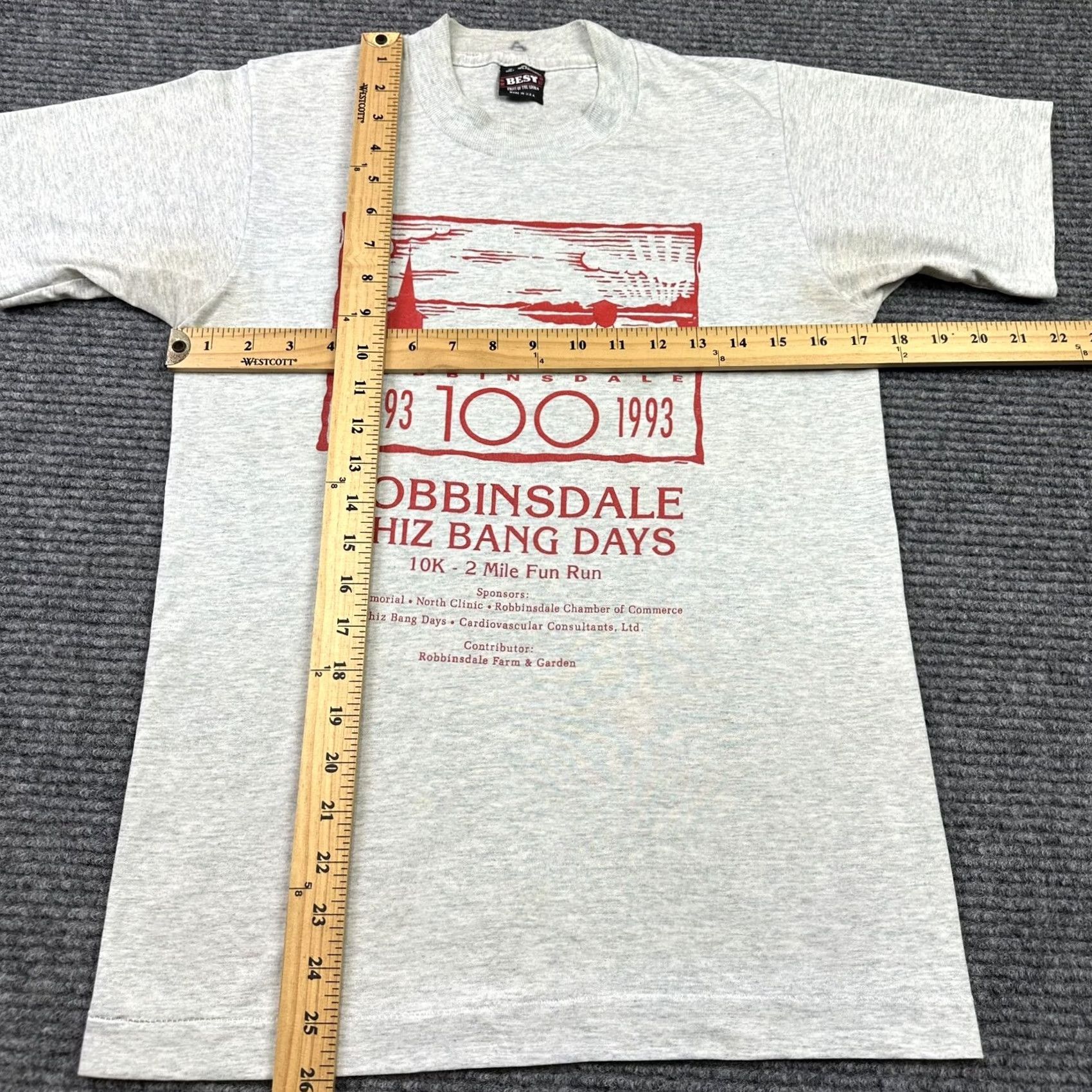 Fruit Of The Loom VINTAGE 90s T Shirt Fruit of the Loom Robbinsdale Whiz Bang Days Single Stitch Gray Cotton Polyester Size US S / EU 44-46 / 1 - 4 Thumbnail