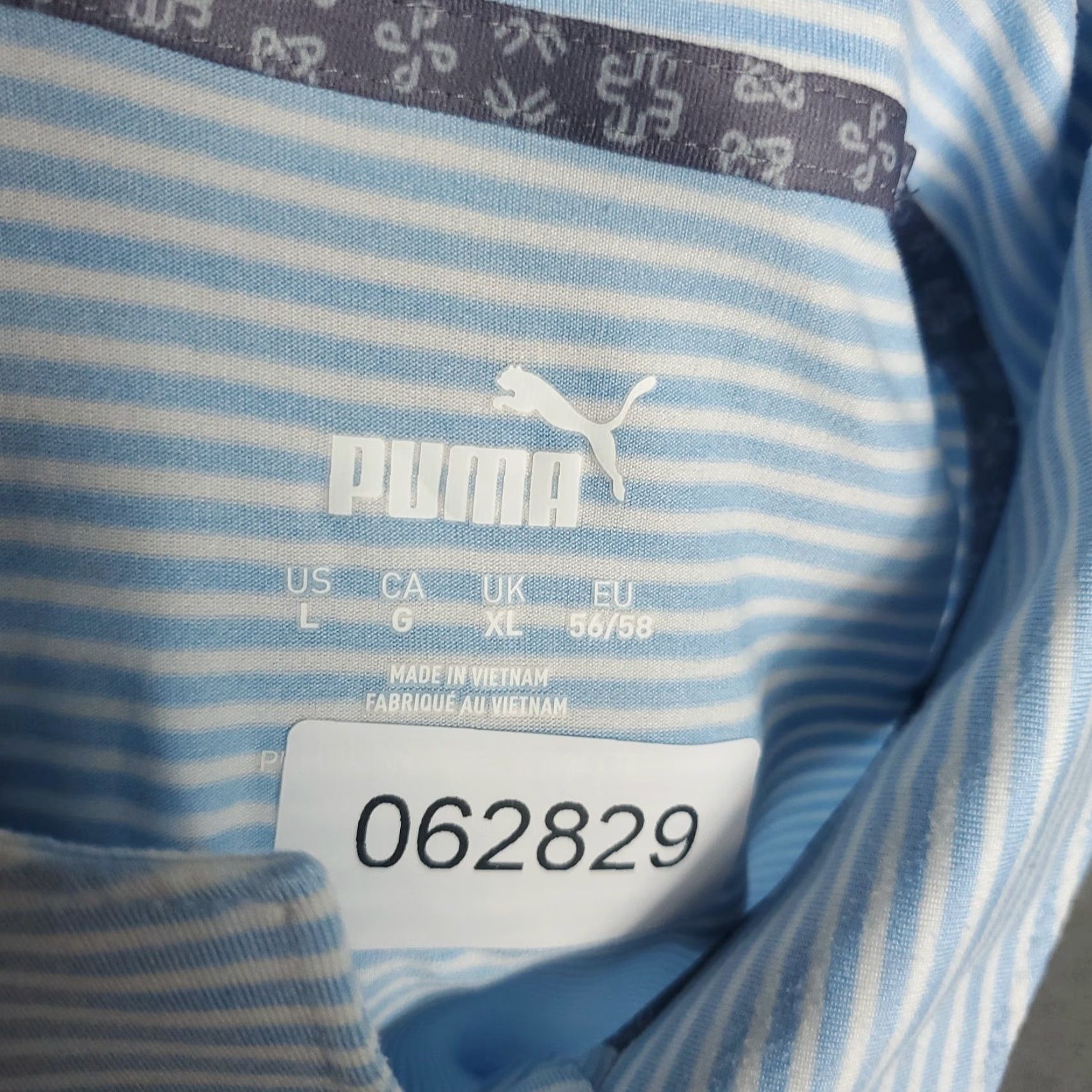 Puma PUMA Polo Shirt Mens Large Blue Striped Golf Casual Short Sleeve Adult Shirt Size US L / EU 52-54 / 3 - 7 Thumbnail