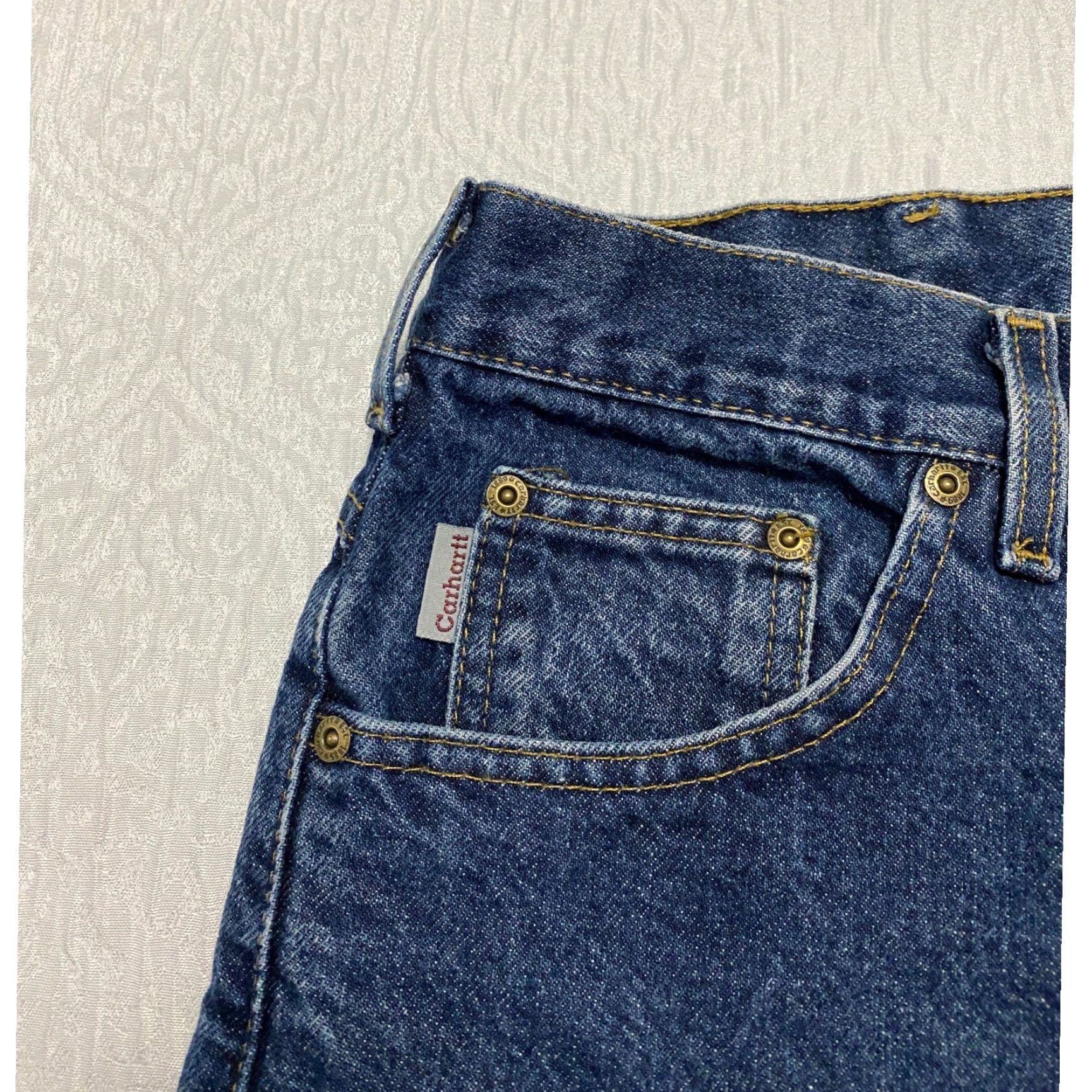 Carhartt VINTAGE Carhartt Jeans Mens 44x32 Blue Regular Fit 5-Pocket Denim Cotton Button Zip Durable Workwear Size US 44 / EU 60 - 5 Thumbnail