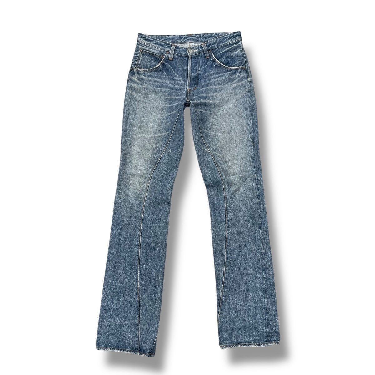 Johnbull 🇯🇵 VINTAGE JOHNBULL SPIRAL CUT WASHED DENIM PANTS Size US 29 - 1 Thumbnail