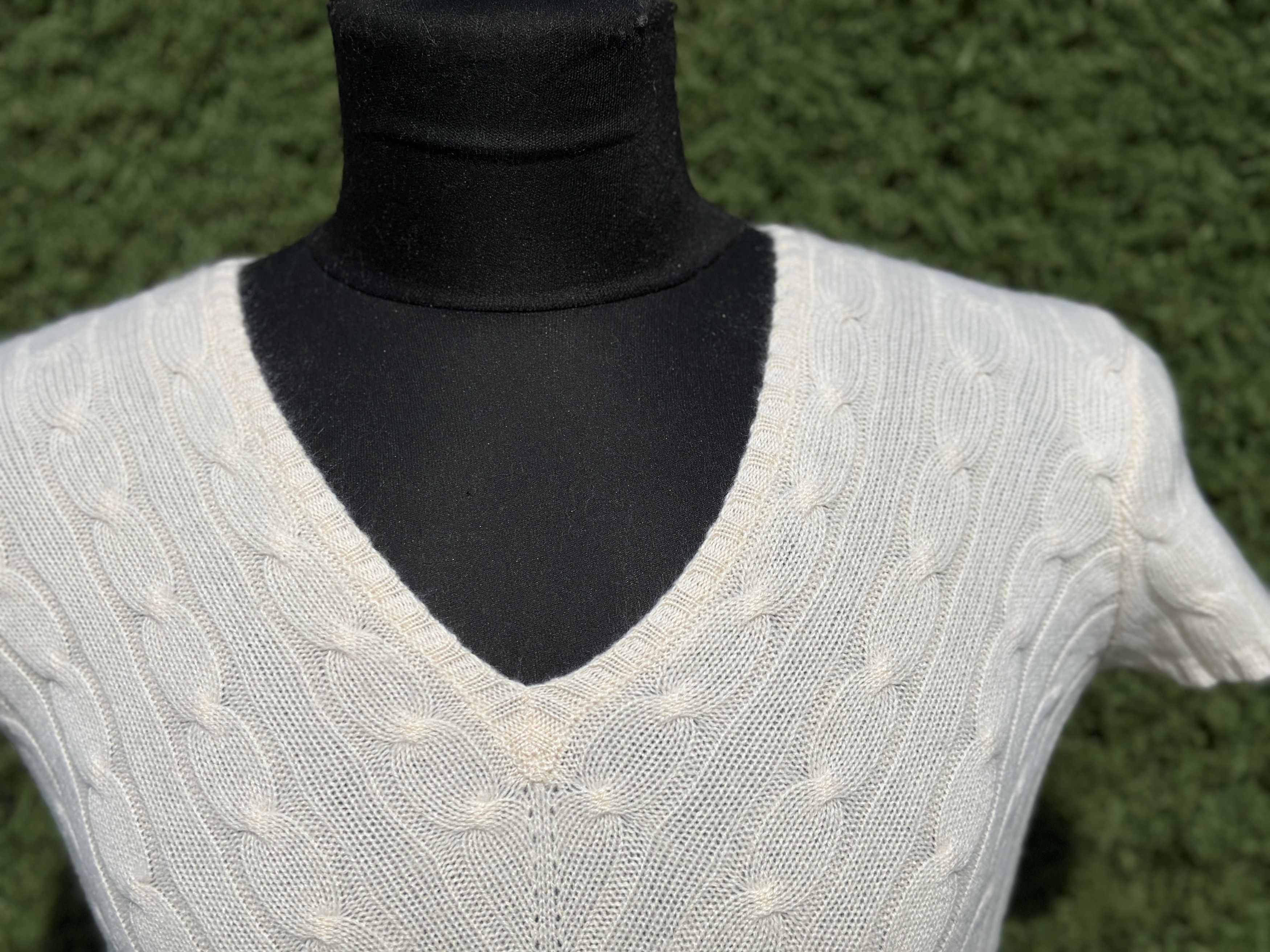 Ralph Lauren Black Label Ralph Lauren Black Label Cable Knit Cashmere Short Sleeve S Size S / US 4 / IT 40 - 2 Thumbnail