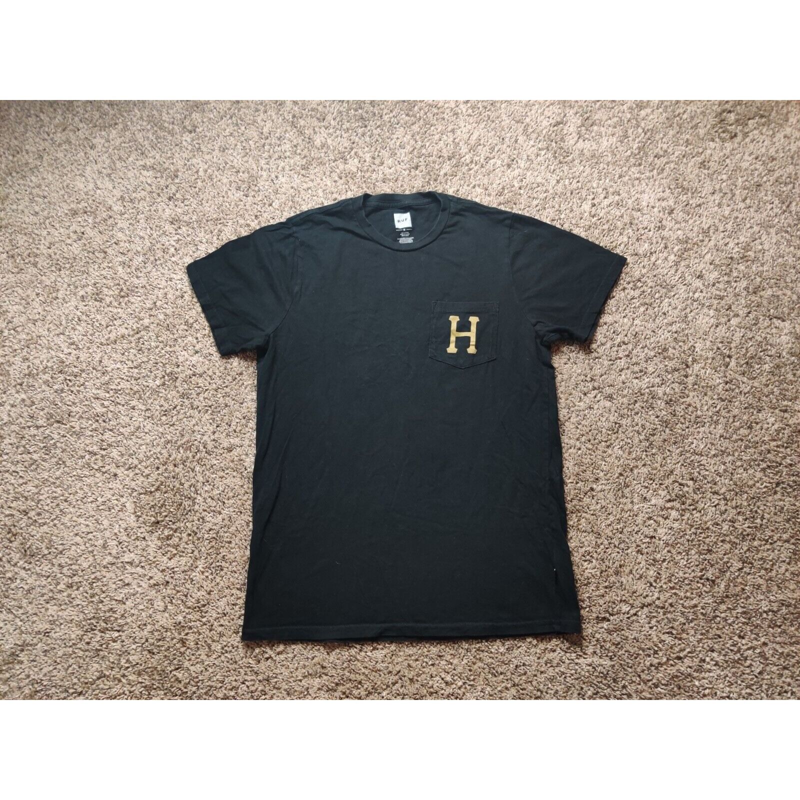 Huf HUF Shirt Adult Mens Medium Black Gold Logo Torso Pocket Size US M / EU 48-50 / 2 - 3 Thumbnail