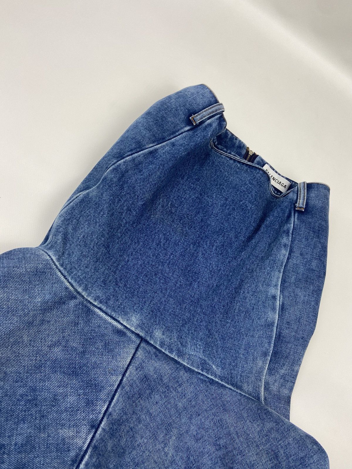 Balenciaga BALENCIAGA GODET PEPLUM-STYLE DENIM KNEE LENGHT SKIRT SZ 38 Size 26" / US 2 / IT 38 - 17 Thumbnail