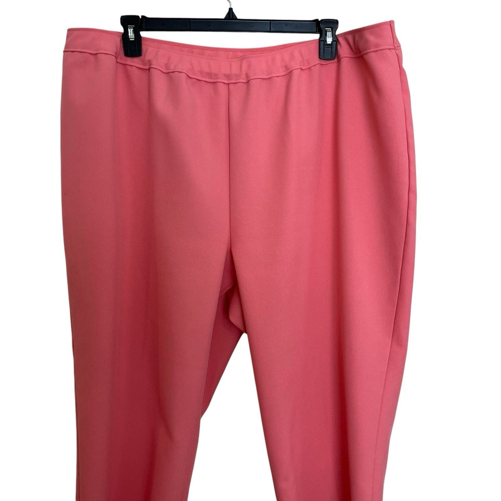 Vintage Bend Over | Coral Pink Elastic Waist Cropped Pants Vtg 28W Size 42" / US 20 - 2 Thumbnail