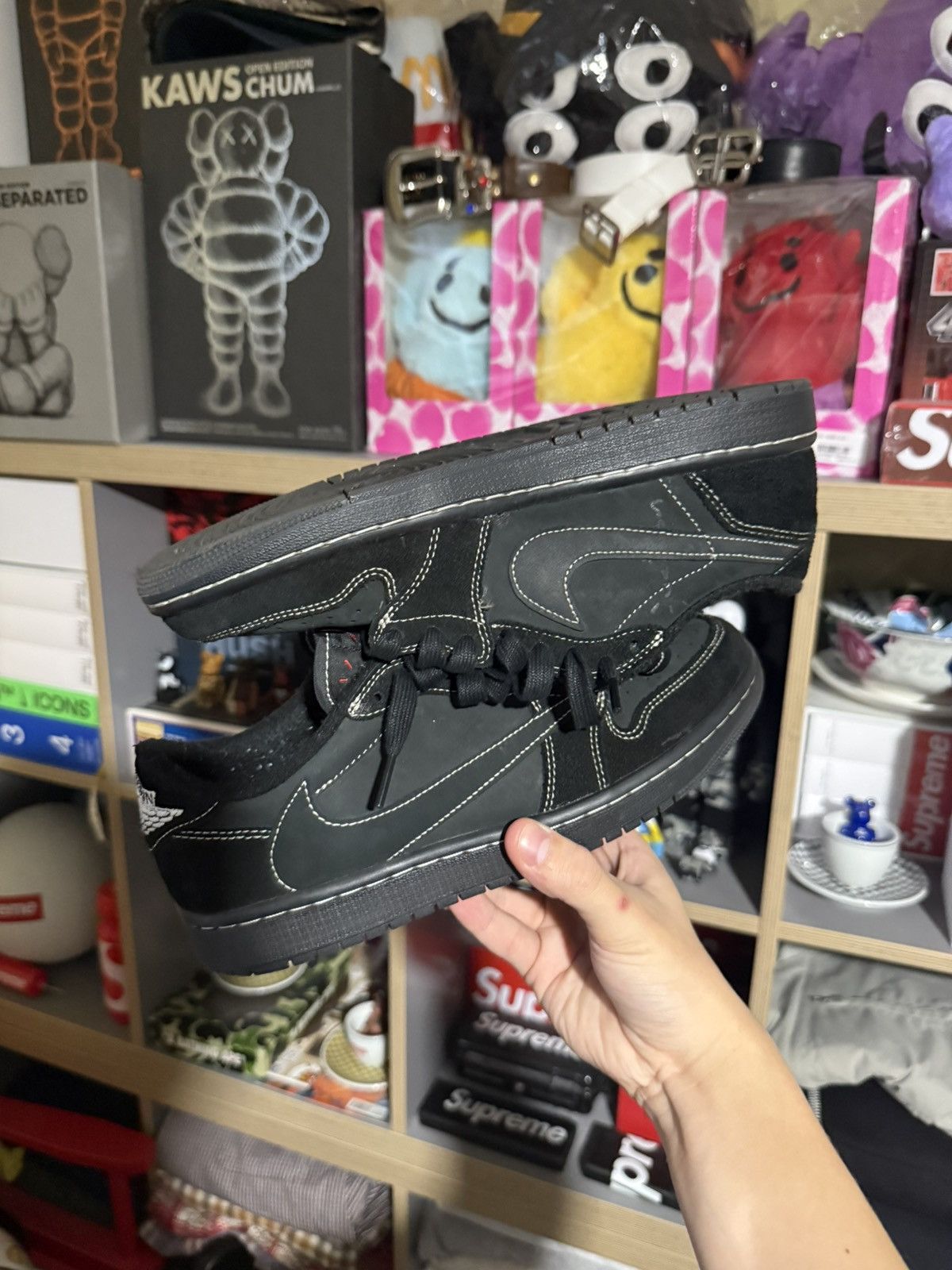 Nike × Travis Scott Air Jordan 1 Low Travis Scott Black Phantom Size US 8 / EU 41 - 5 Thumbnail