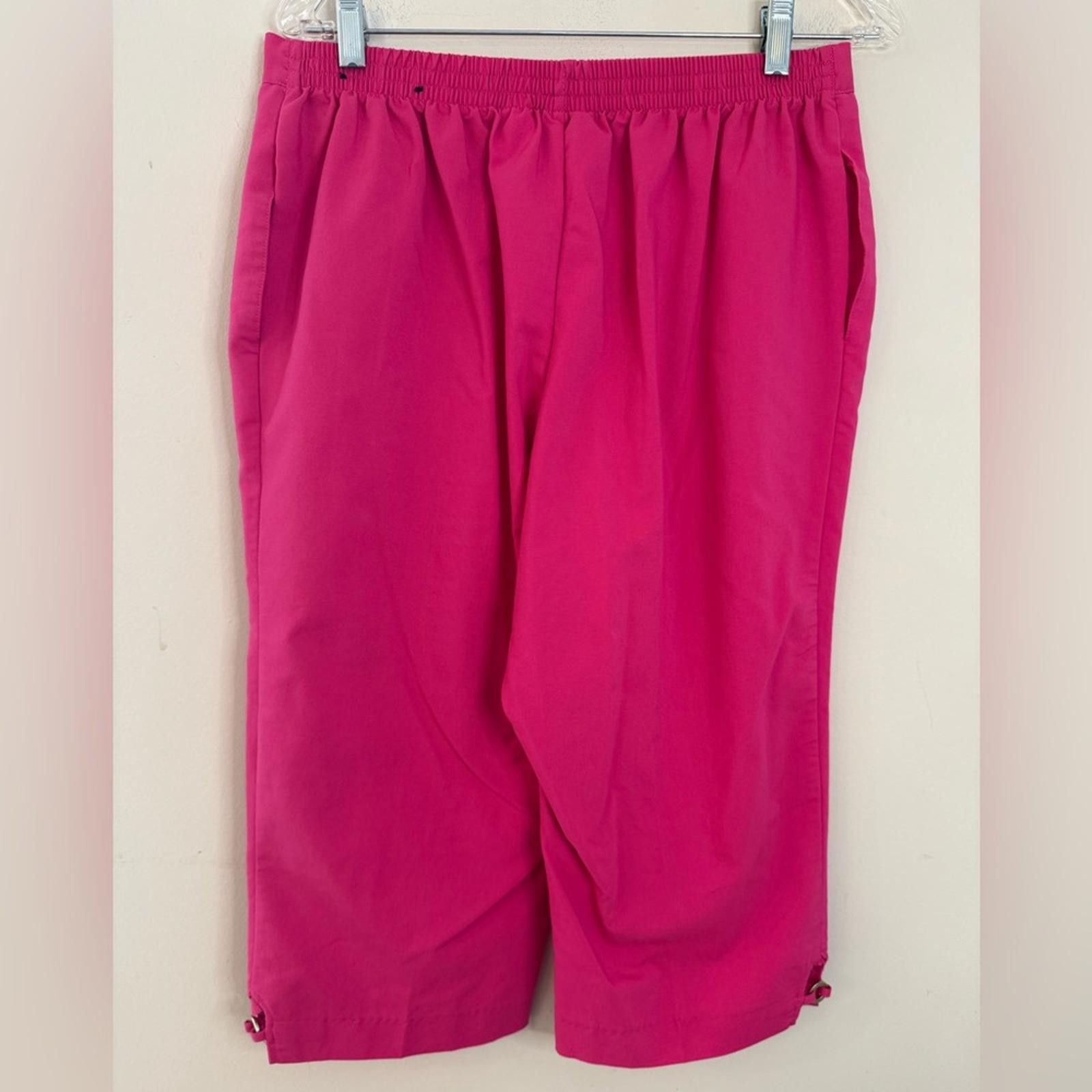 Other Alfred Dunner Petite crop pants pink elastic waist SZ 14P Size 36" / US 14 / IT 50 - 2 Thumbnail
