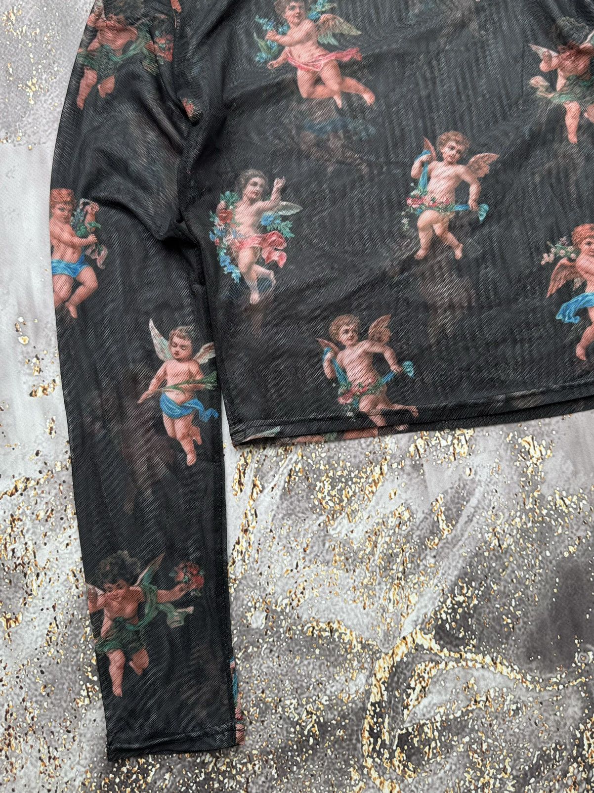 Vintage Vintage Mesh Printed Crop Long Sleeve Gaultier Style Size S / US 4 / IT 40 - 2 Thumbnail