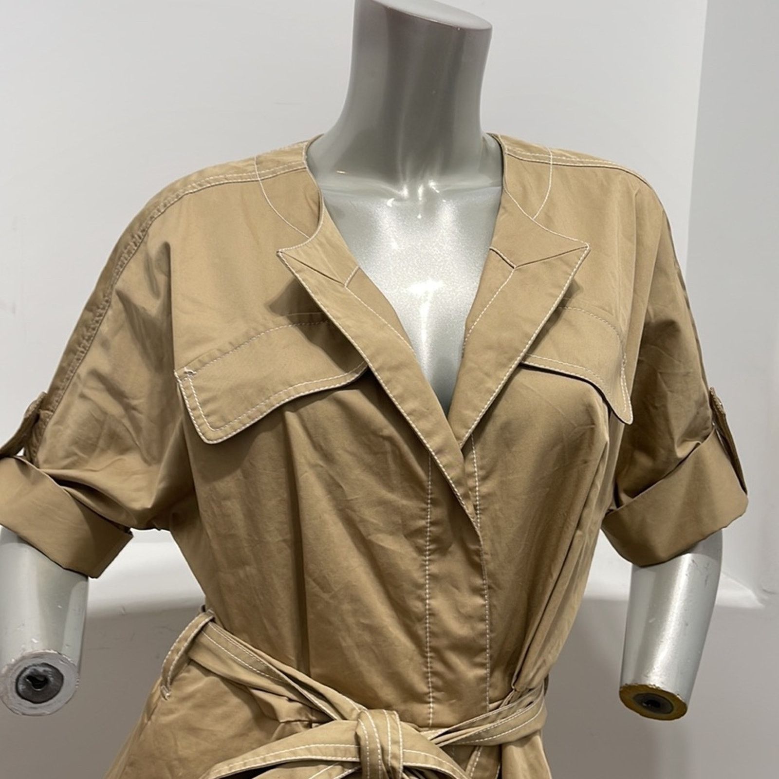 Badgley Mischka Badgley Mischka Belted Khaki Jacket Dress 3/4 Sleeve Size 6 Size M / US 6-8 / IT 42-44 - 10 Thumbnail
