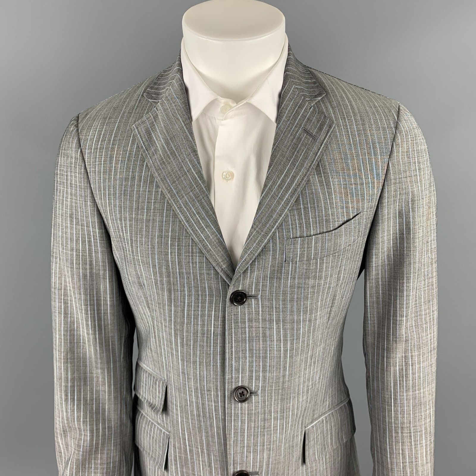 Etro ETRO Size 38 Regular Stripe Wool / Mohair Notch Lapel Suit Size 38R - 2 Thumbnail