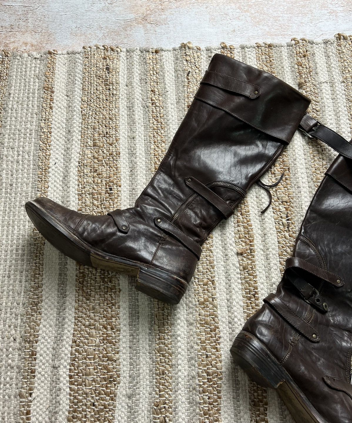 Vintage Vintage leather belted zippers high boots Size US 9 / IT 39 - 6 Thumbnail