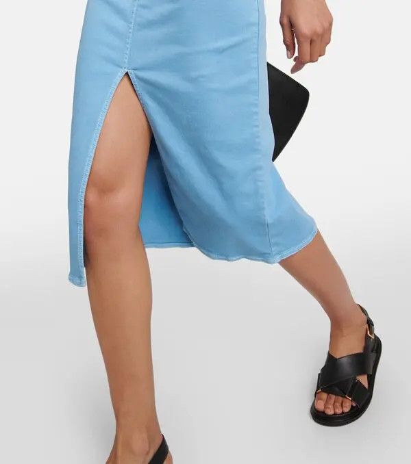 Marni o1y1125 Denim Midi Skirt in Light Blue Size 28" / US 6 / IT 42 - 5 Thumbnail