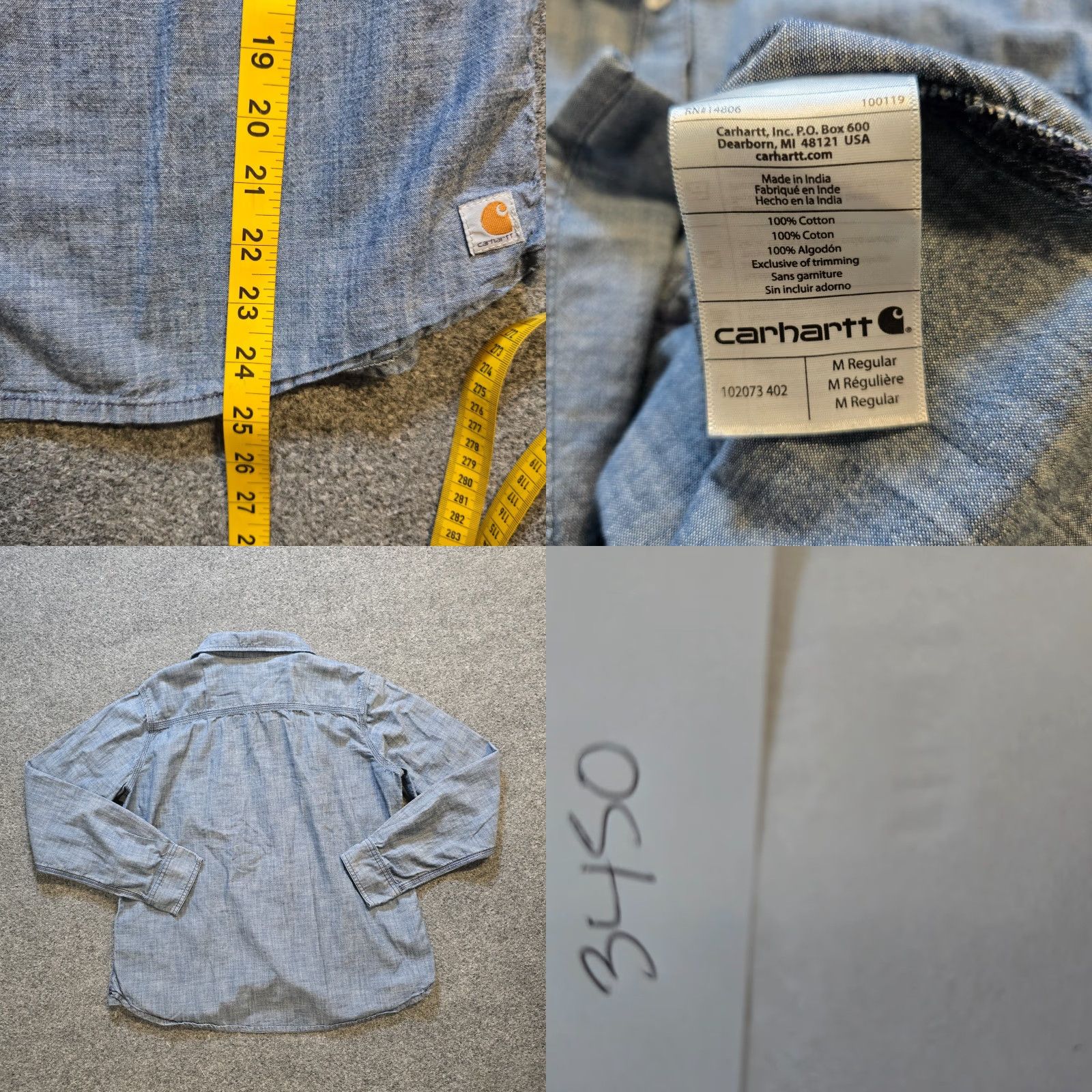 Carhartt Carhartt Top Womens Medium Blue Denim Button Up Long Sleeve Casual Shirt Size M / US 6-8 / IT 42-44 - 8 Thumbnail
