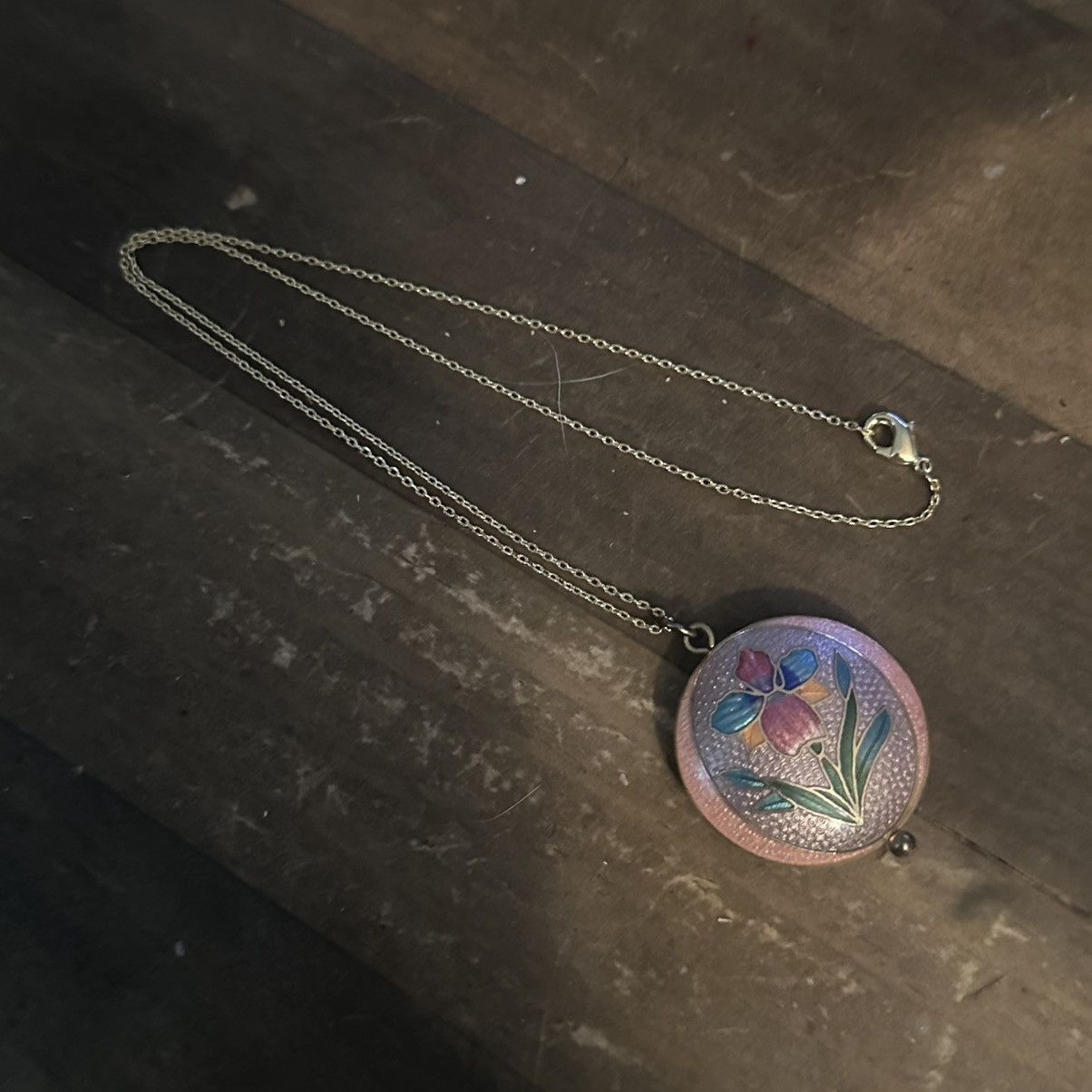 Vintage Vintage cloisonné Lilly pendant necklace Size ONE SIZE - 2 Thumbnail
