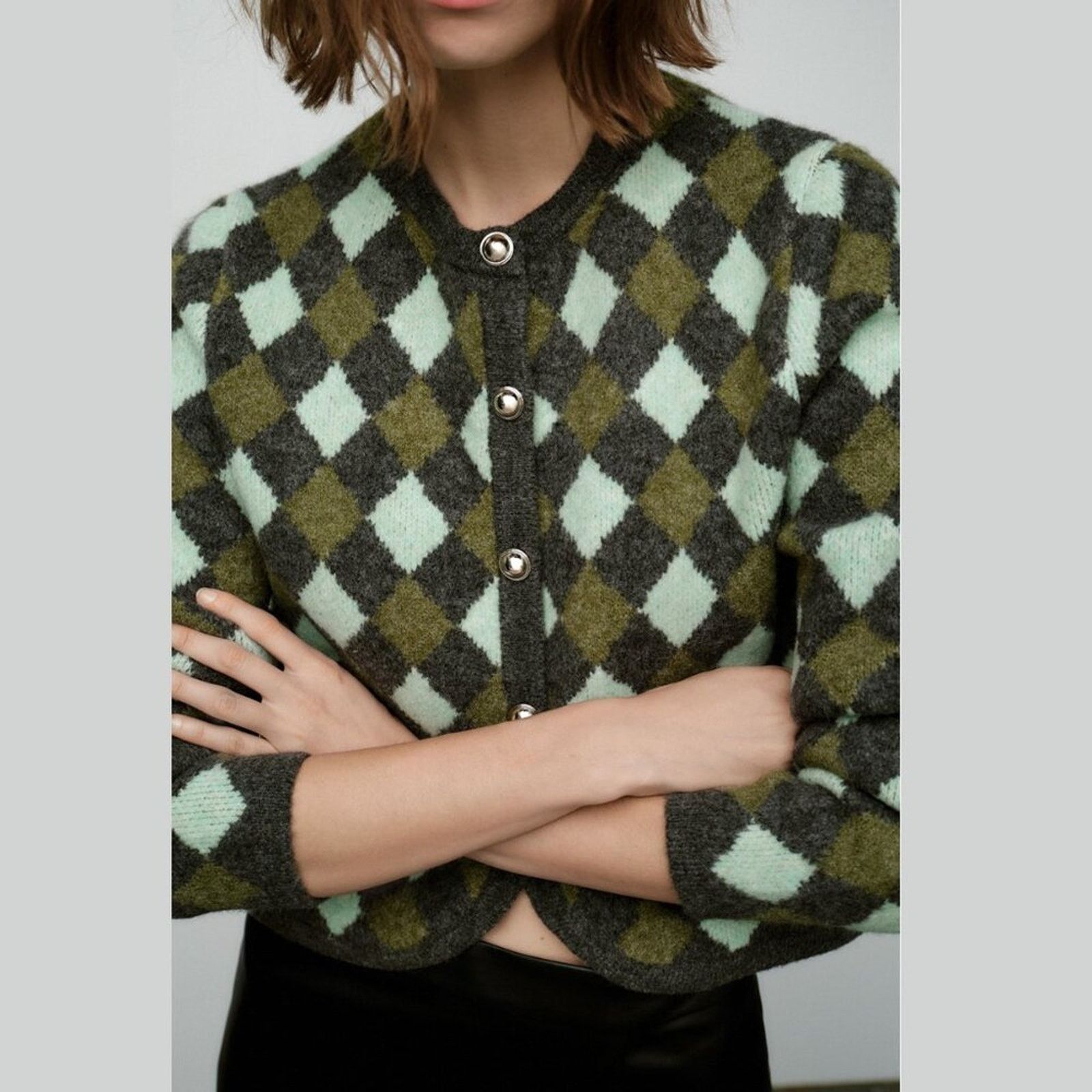 Zara ZARA women's Multicolored Jacquard Cardigan NWT Size L / US 10 / IT 46 - 9 Thumbnail