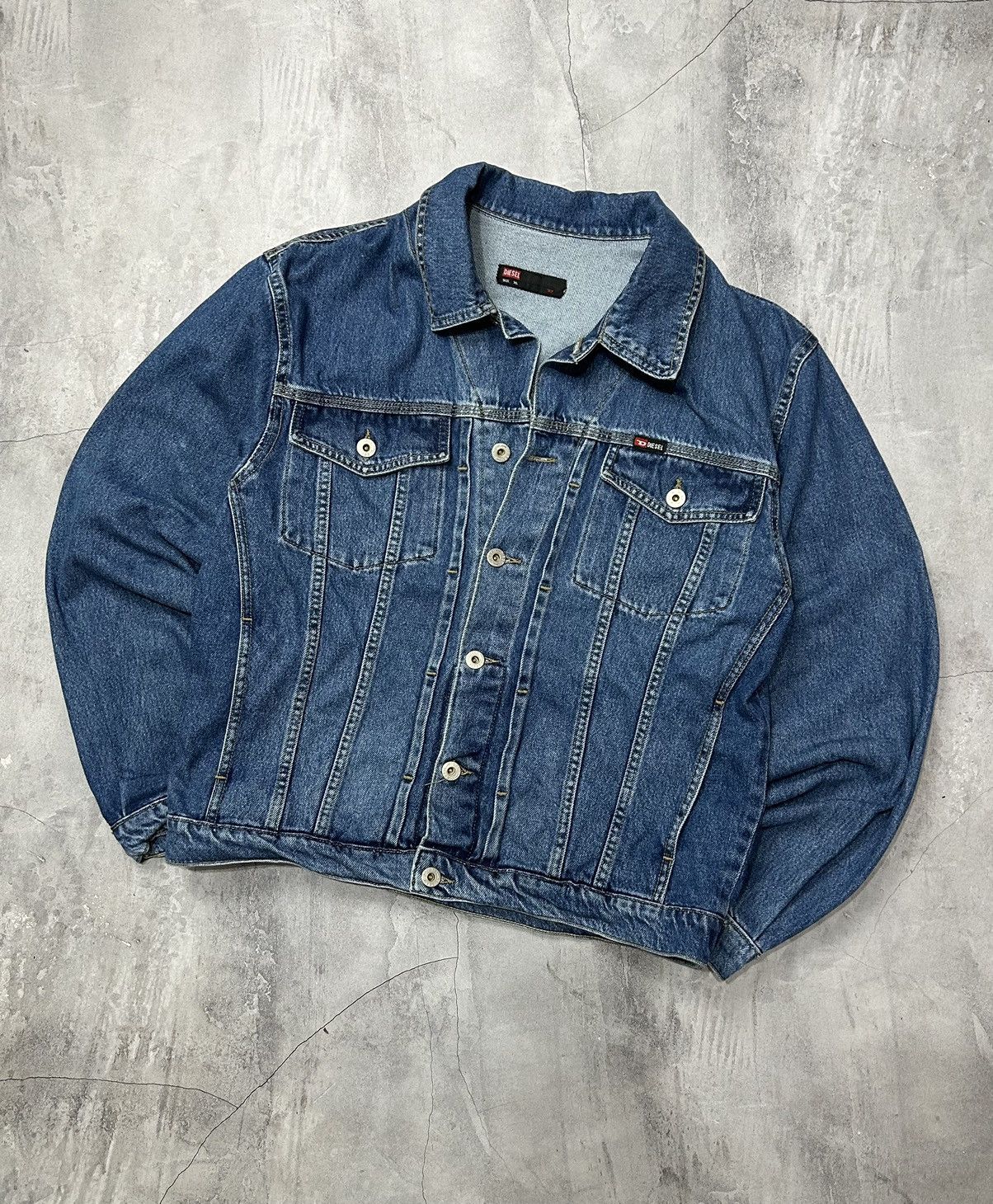 Diesel × Vintage RARE Vintage Denim Distressed Biker Jacket Diesel Y2K Size US XL / EU 56 / 4 - 1 Thumbnail