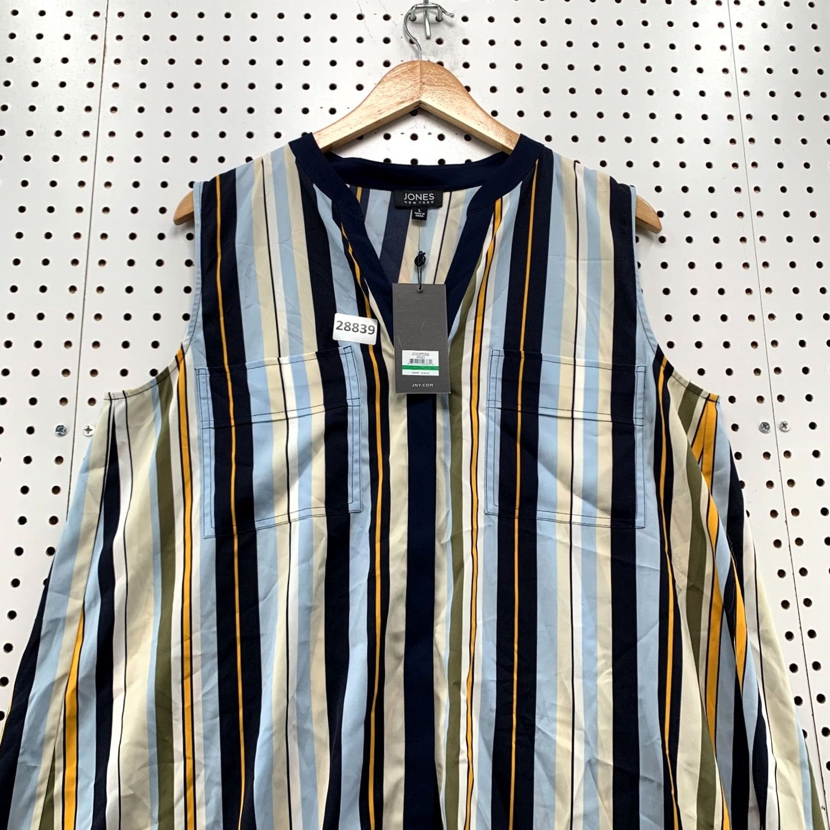 Jones New York Jones New York Sleeveless Blouse Womens Large Striped Open Back NWT 21.5X25 Size L / US 10 / IT 46 - 5 Thumbnail