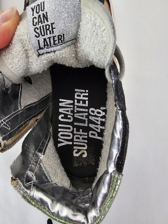 P448 P448 Love Mid-Top Sneaker Metallic Rose Gold Silver Glitter Size US 11 / IT 41 - 8 Thumbnail