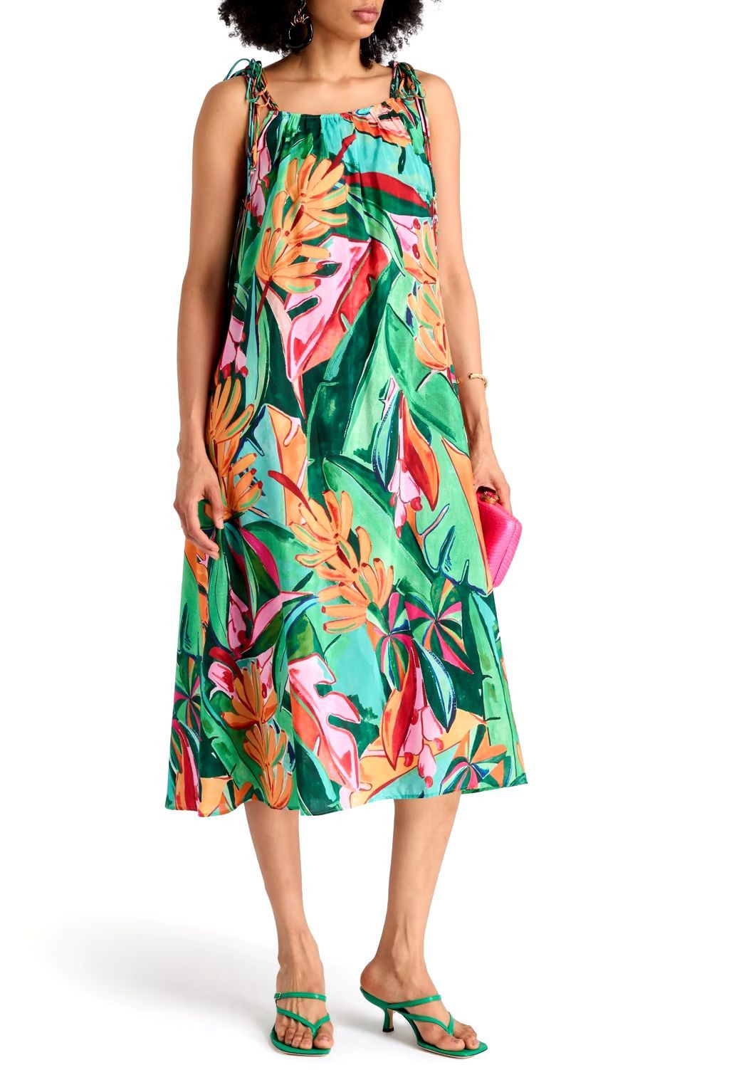 Farm Rio FARM RIO Banana Foliage Floral Print Midi Dress Size S Size S / US 4 / IT 40 - 1 Thumbnail