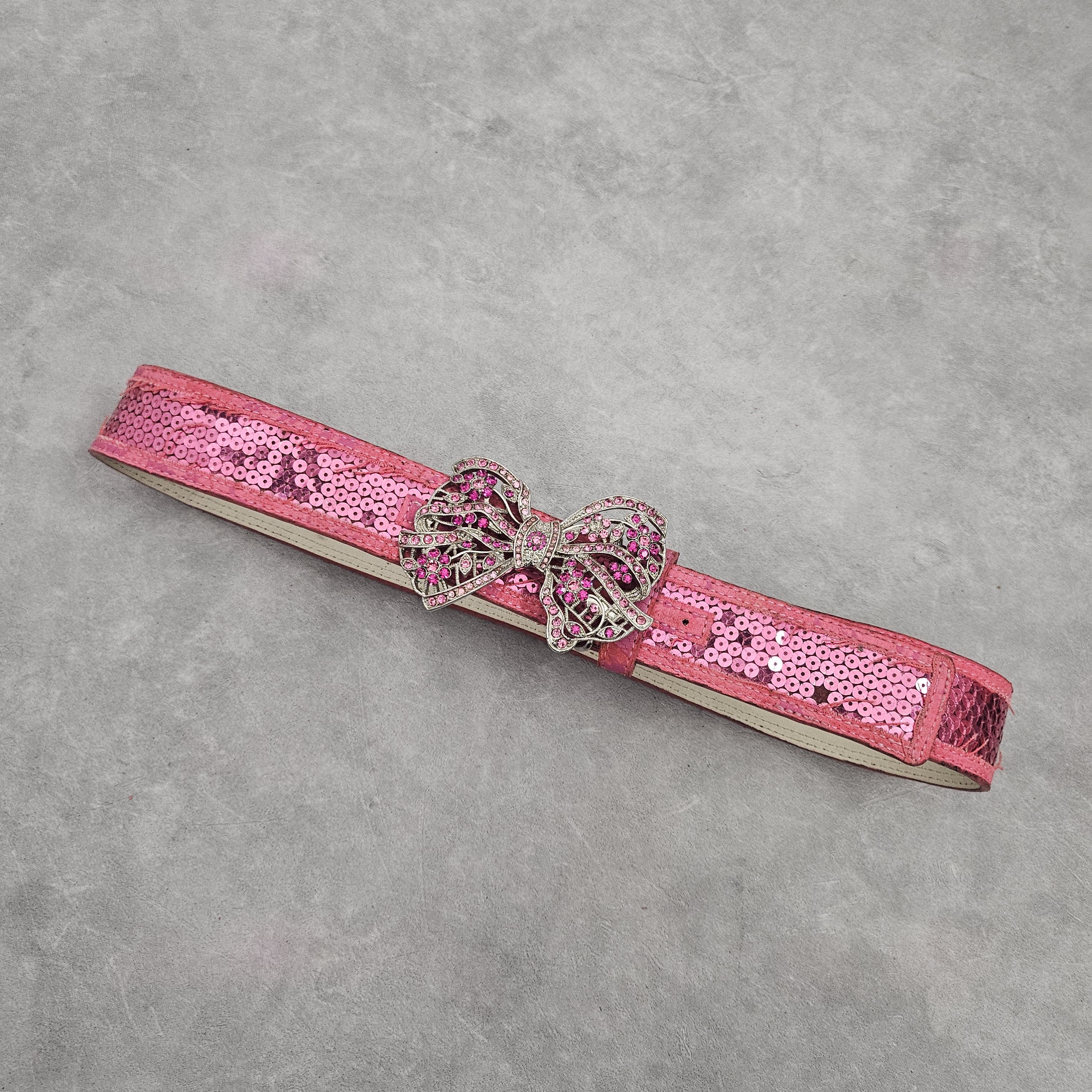 Japanese Brand Pink ribbon full crystal shining Y2K belt Size ONE SIZE - 2 Thumbnail