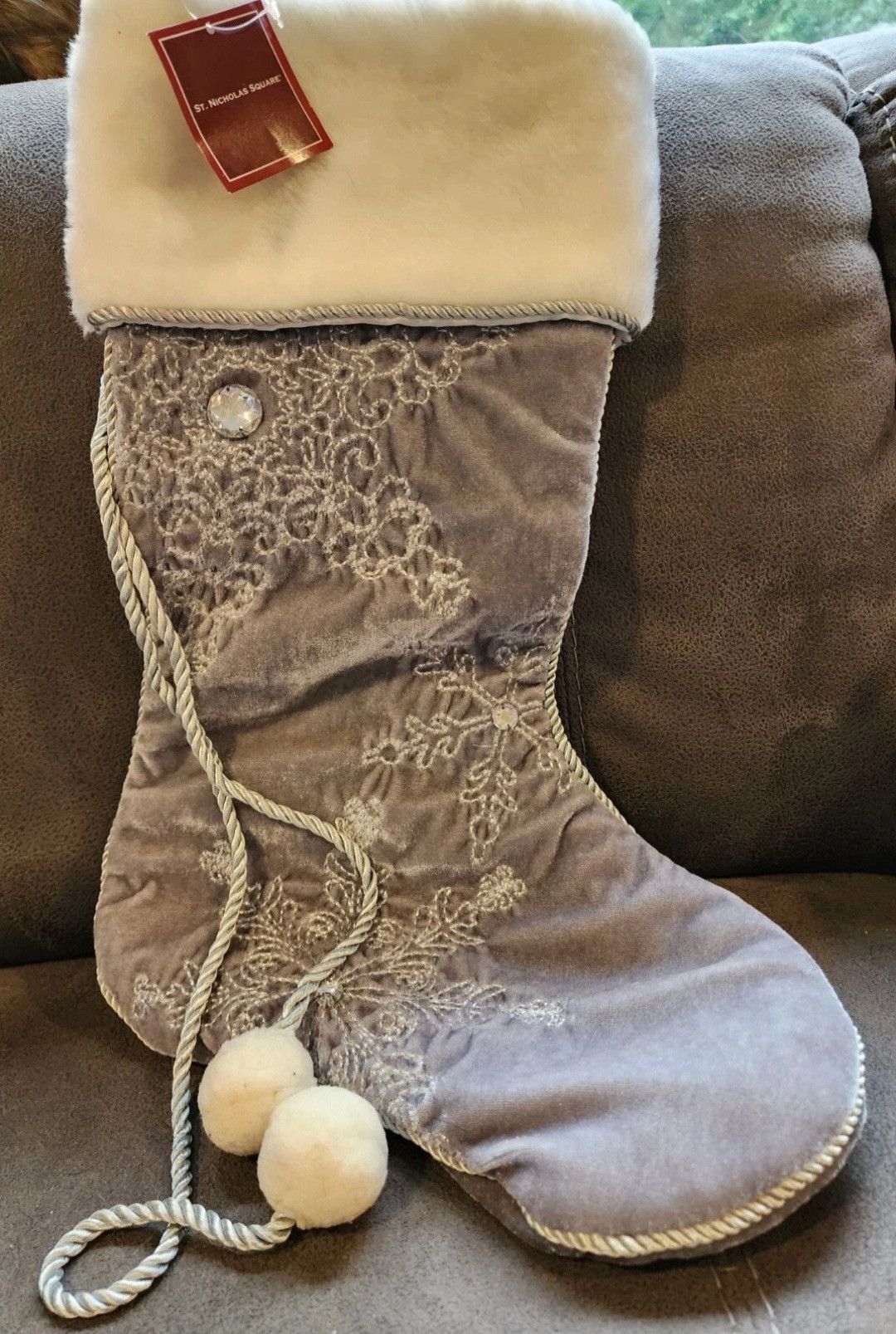 Other NWT St. Nicholas Square Gray Rhinestone Stocking Size ONE SIZE - 1 Thumbnail