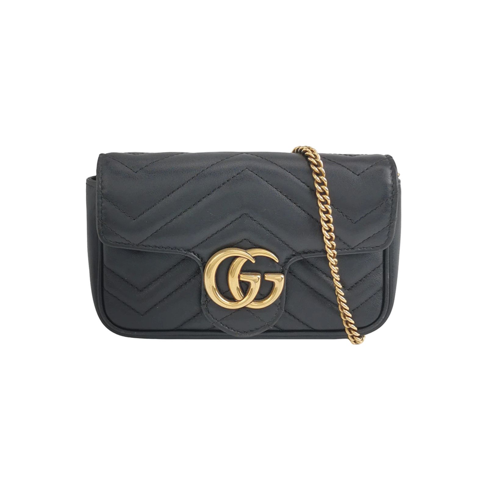 Gucci Gucci GG Marmont Black Leather Mini Shoulder Bag Size ONE SIZE - 1 Thumbnail