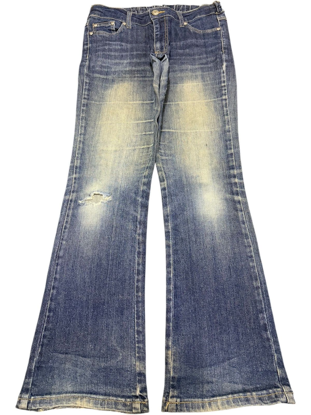 Disney Vintage Disney Embroidered Mud Wash Distressed Flare Jeans Size 28" / US 6 / IT 42 - 1 Thumbnail