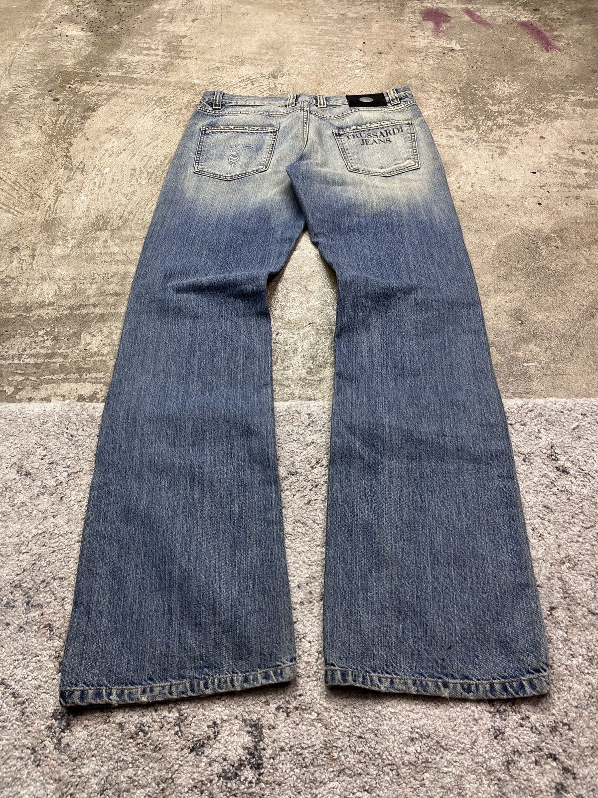 Trussardi × Vintage TRUSSARDI EMBROIDERED LOGO DENIM PANTS - LOT № 3148 Size US 33 - 3 Thumbnail