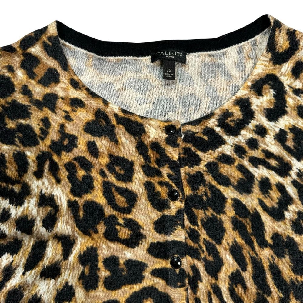 Talbots Talbots Cotton Cashmere Blend Animal Print Cardigan Size 2X Size XXL / US 16-18 / IT 52-54 - 6 Thumbnail